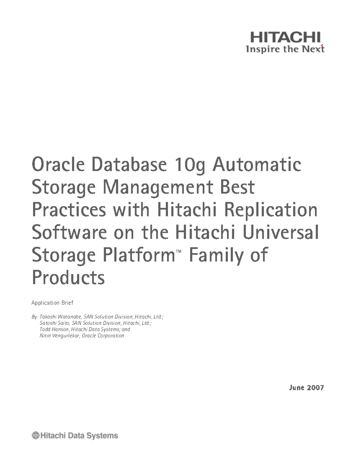 ASM CON Hitachi Replication - Oracle Database 10g Automatic Storage ...