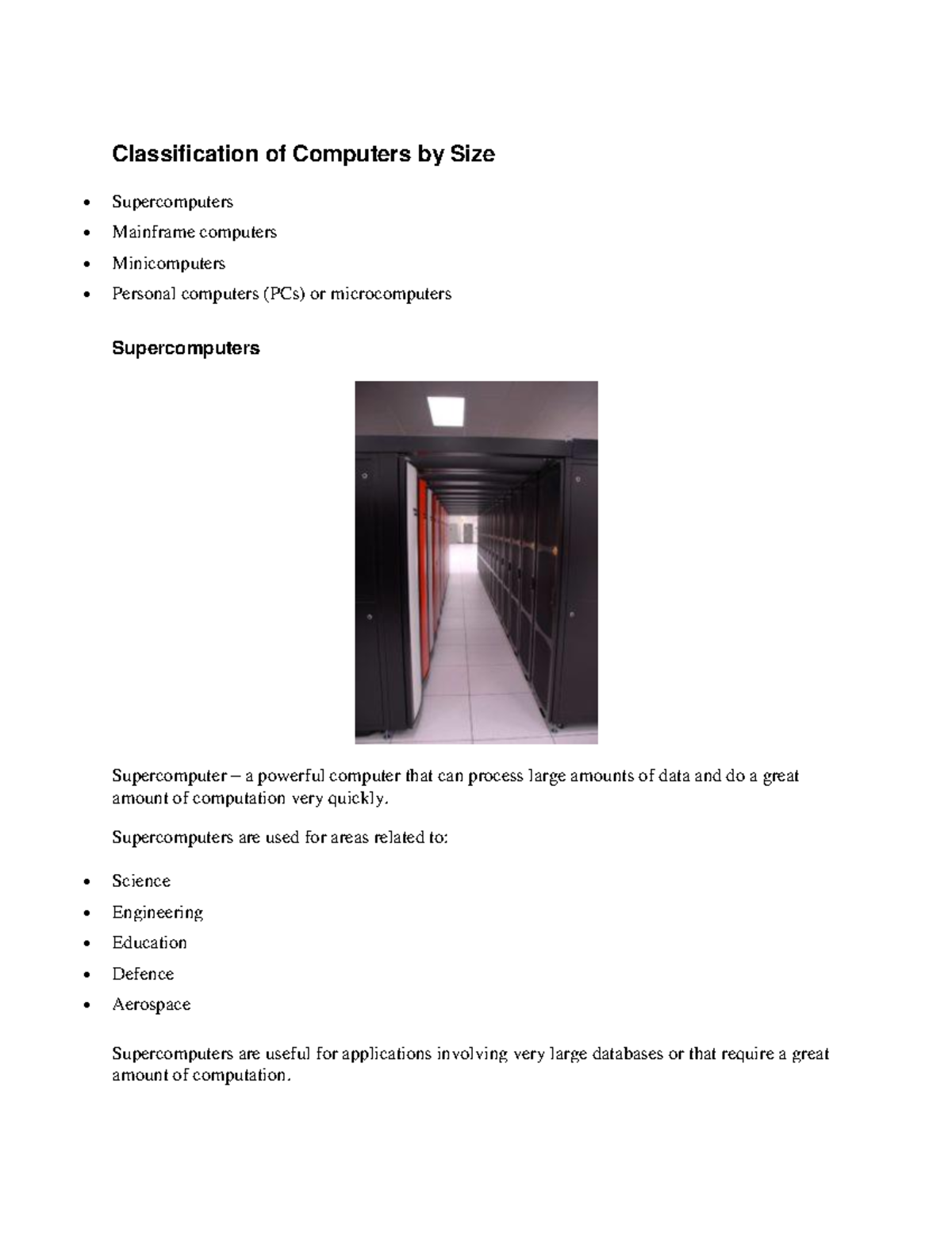 essay on classification of computer