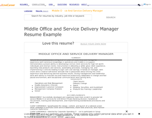 Sample Middle Office And Service Delivery Manager Resume Example Company  Name - Staten Island, New - Studocu