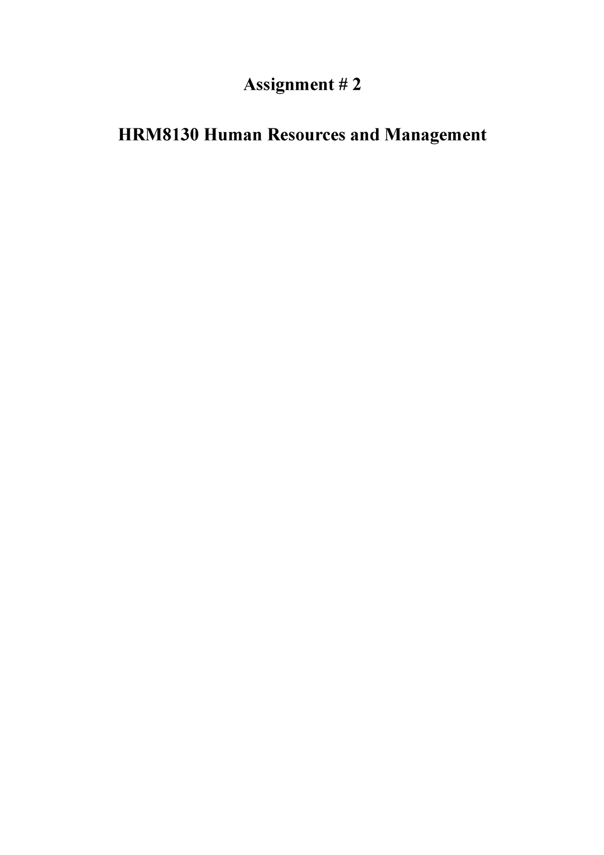 hrm 8130 assignment 2