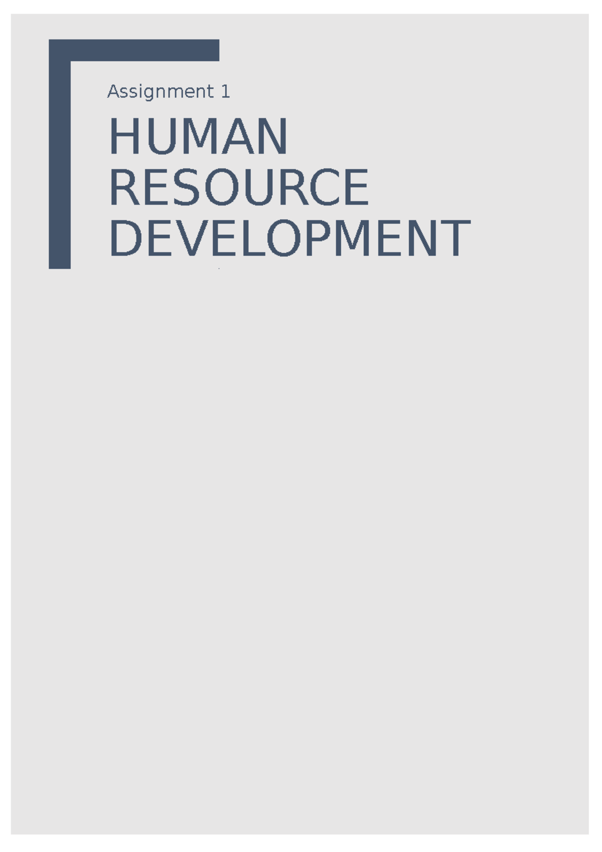 human resource development assignment 1