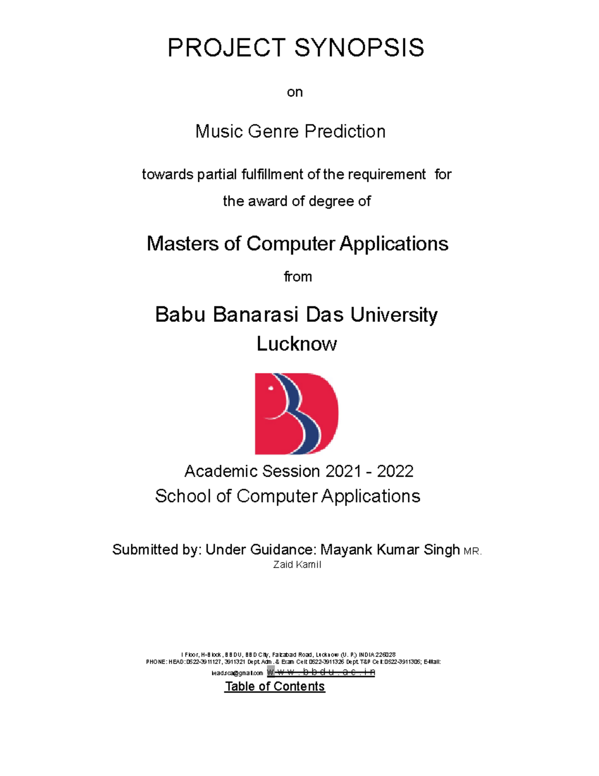 Final synopsys - PROJECT SYNOPSIS on Music Genre Prediction towards ...