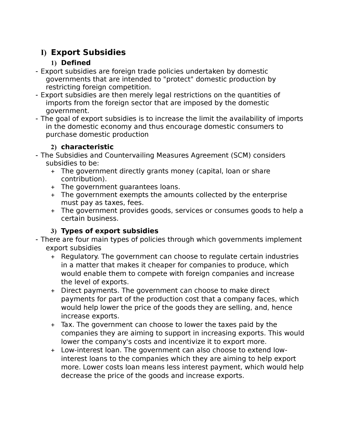 Export Subsidies - Hint - I) Export Subsidies Defined Export Subsidies ...