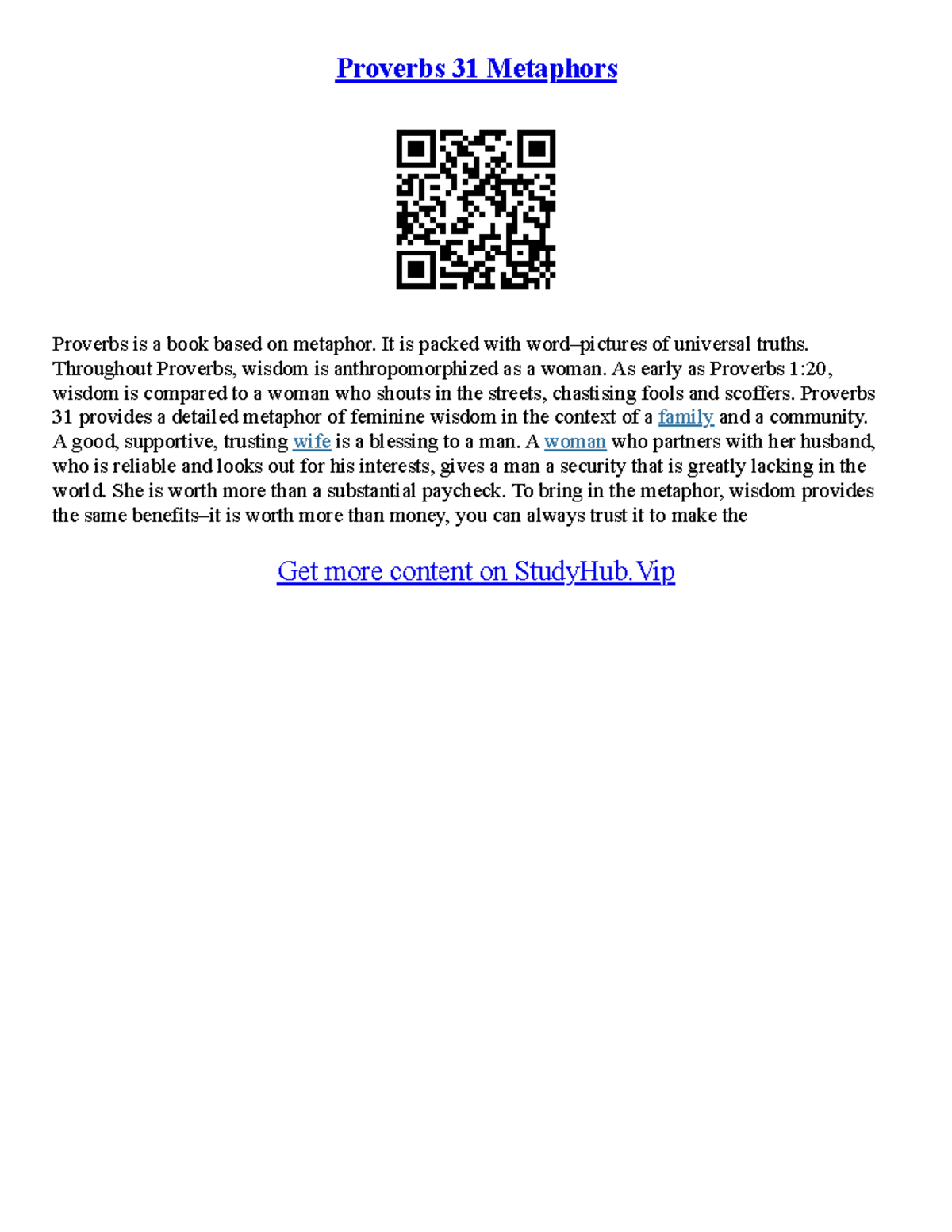 Essay On Proverbs - Proverbs 31 Metaphors Proverbs is a book based on ...