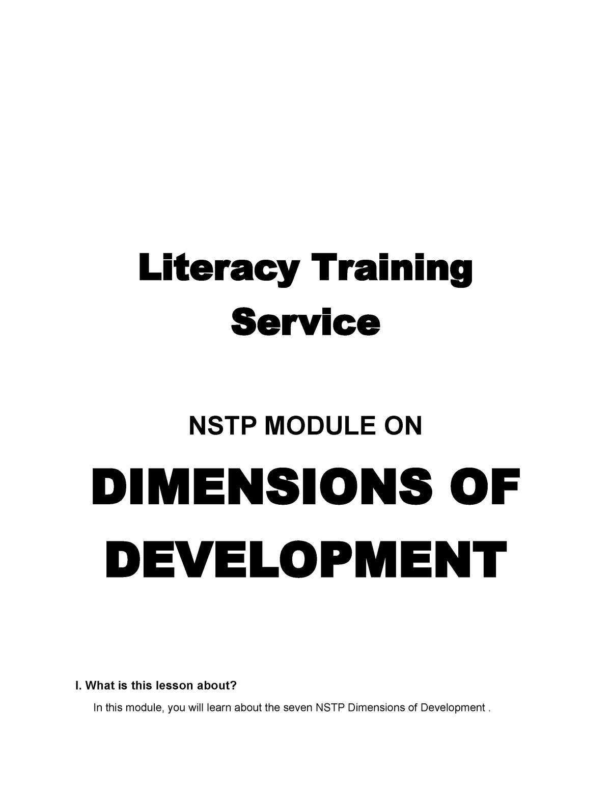 literacy training service essay