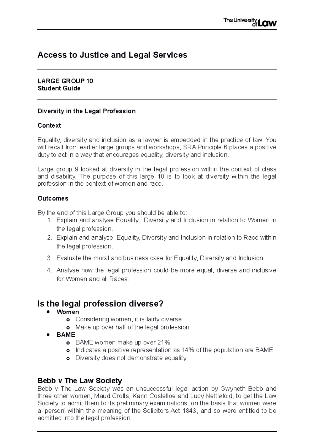 ATJ LG 10 - Lecture notes week 10 - Access to Justice and Legal ...