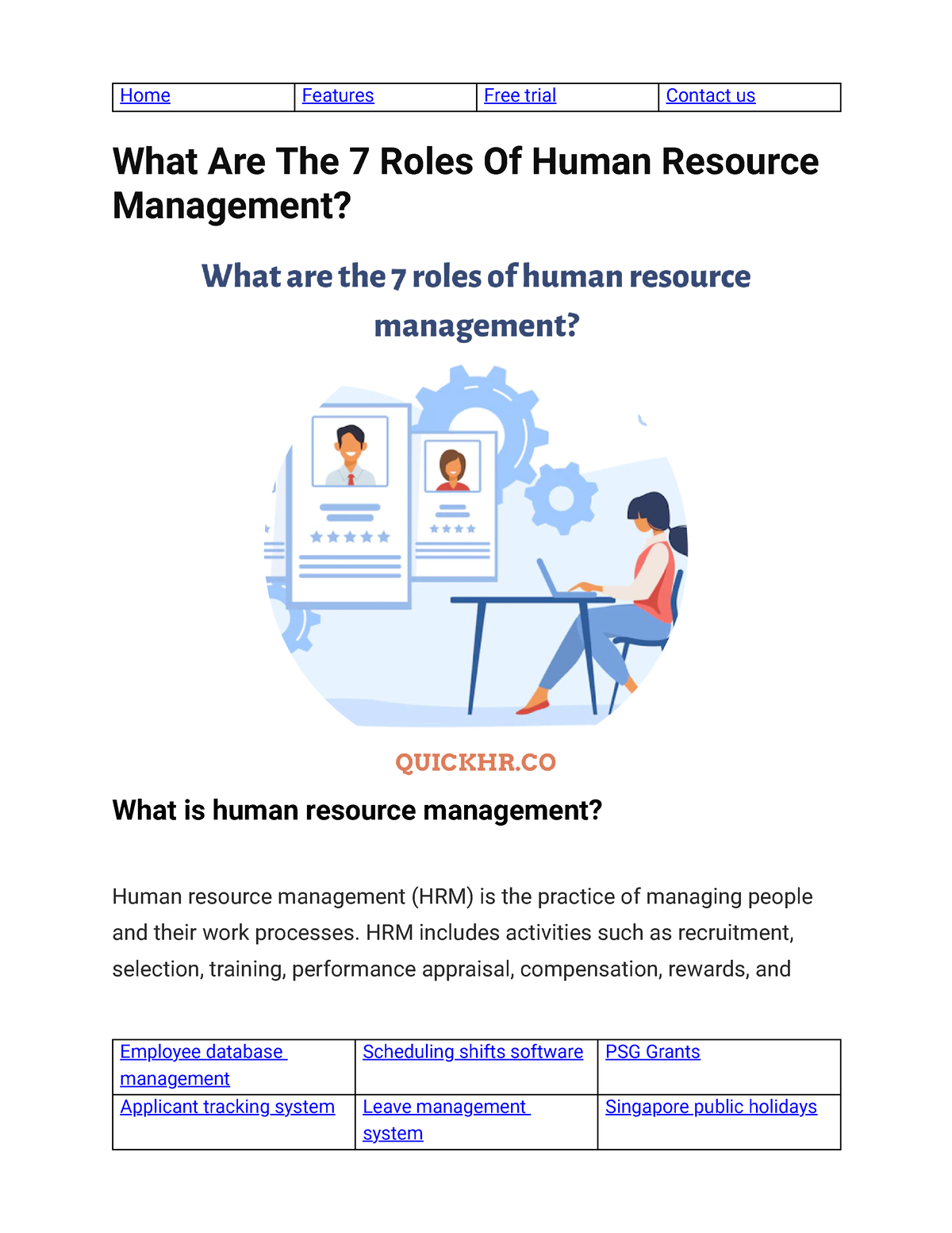 7 Roles Of Human Resource Management Home Features Free Trial Contact