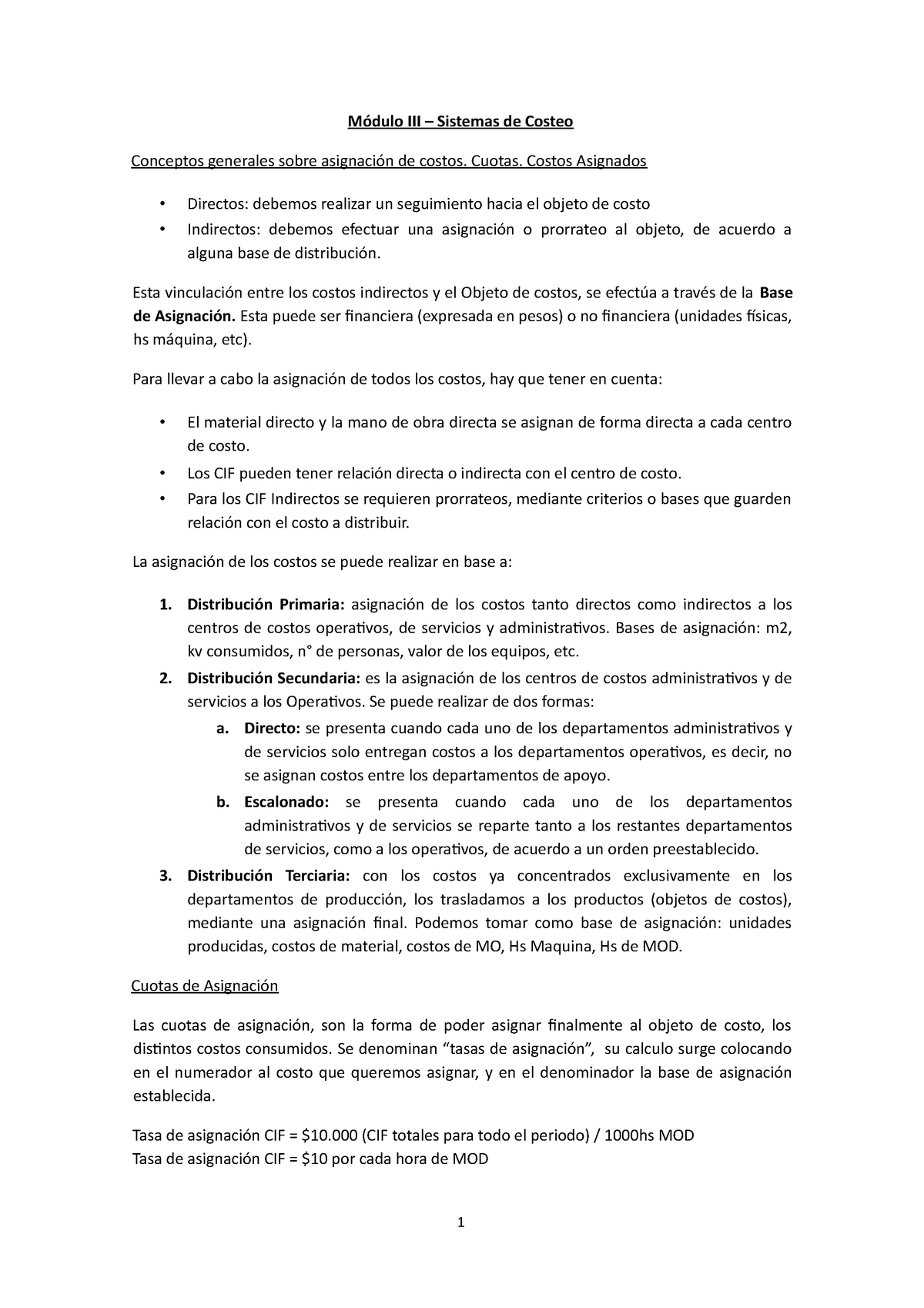 Contabilidad de Costos - Resumen M3-1 - Módulo III – Sistemas de Costeo ...