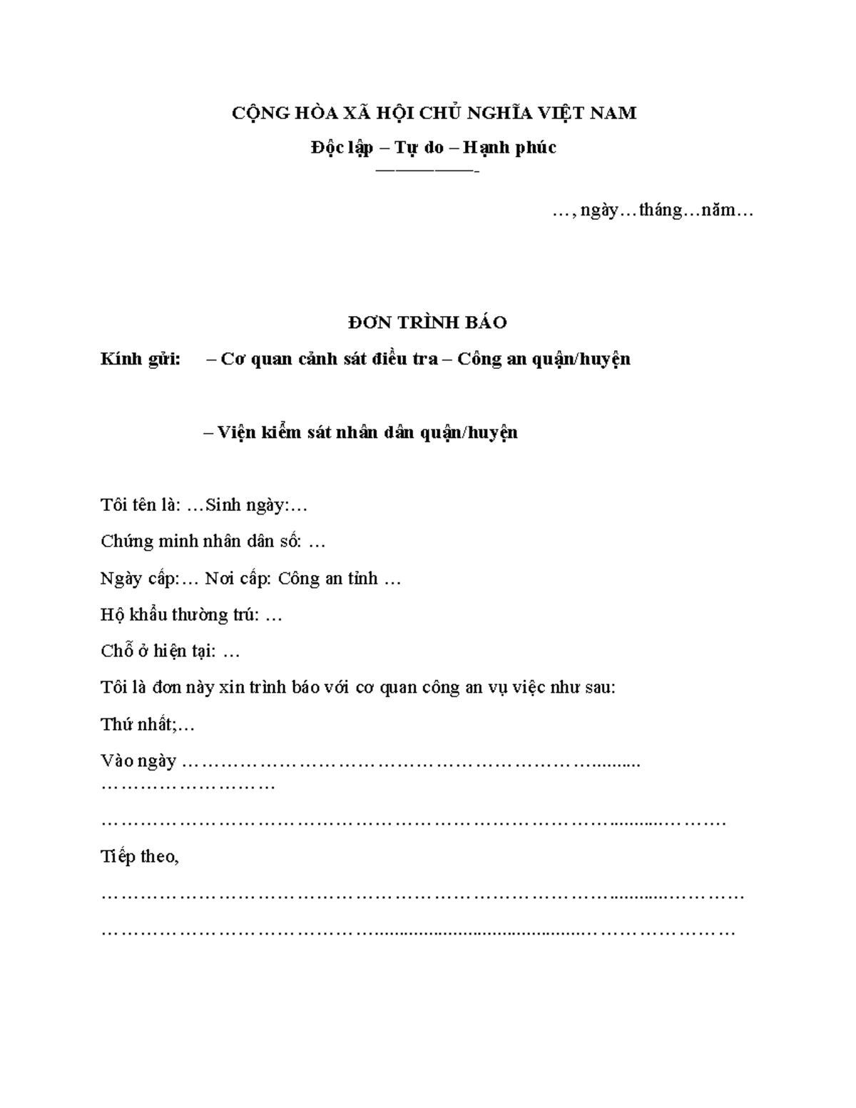 Mau don trinh bao cong an lua dao qua mang nam 2022 1 c ng h a x h i
