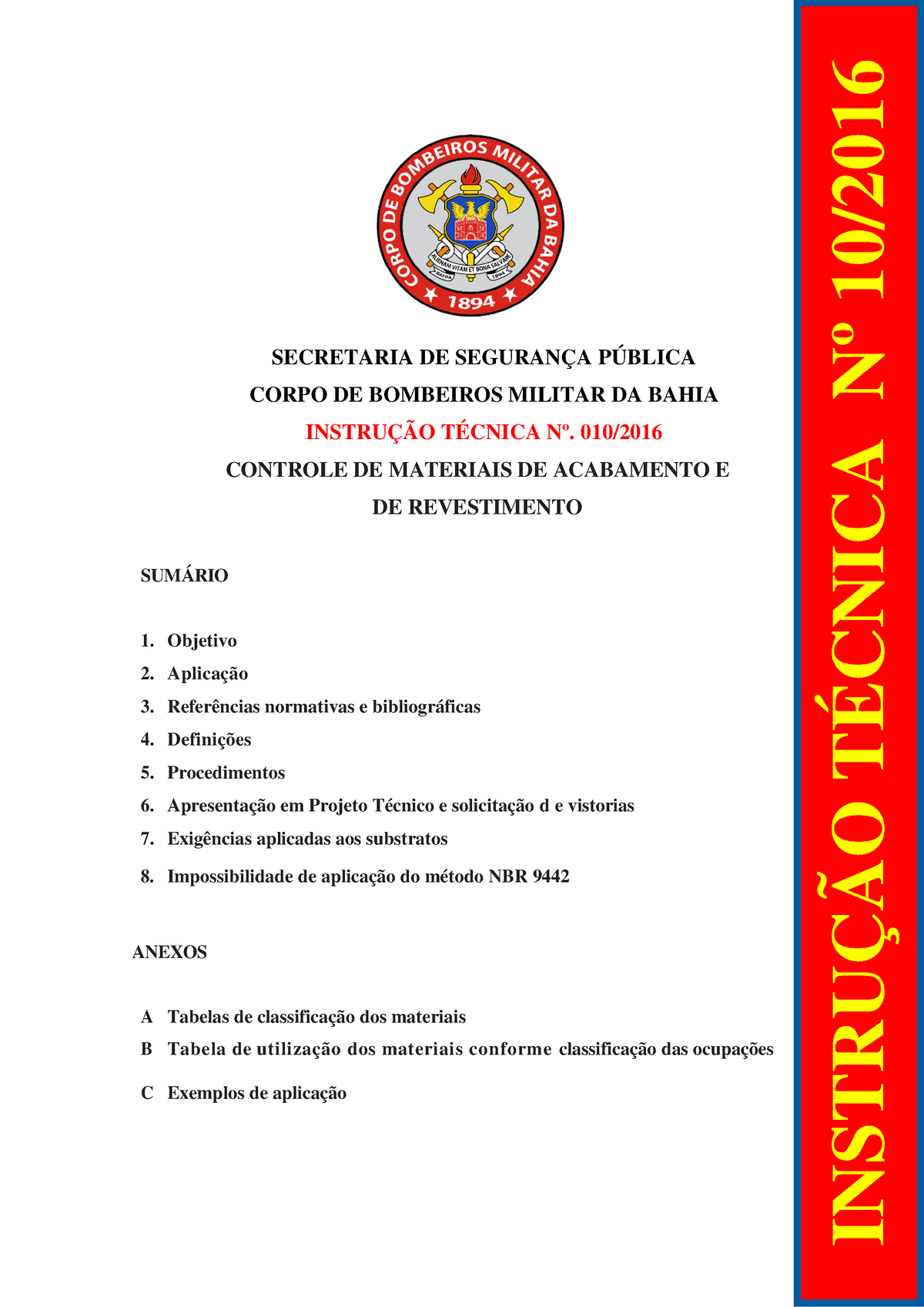 IT 10-2016 - Controle De Materiais De Acabamento - SECRETARIA DE ...