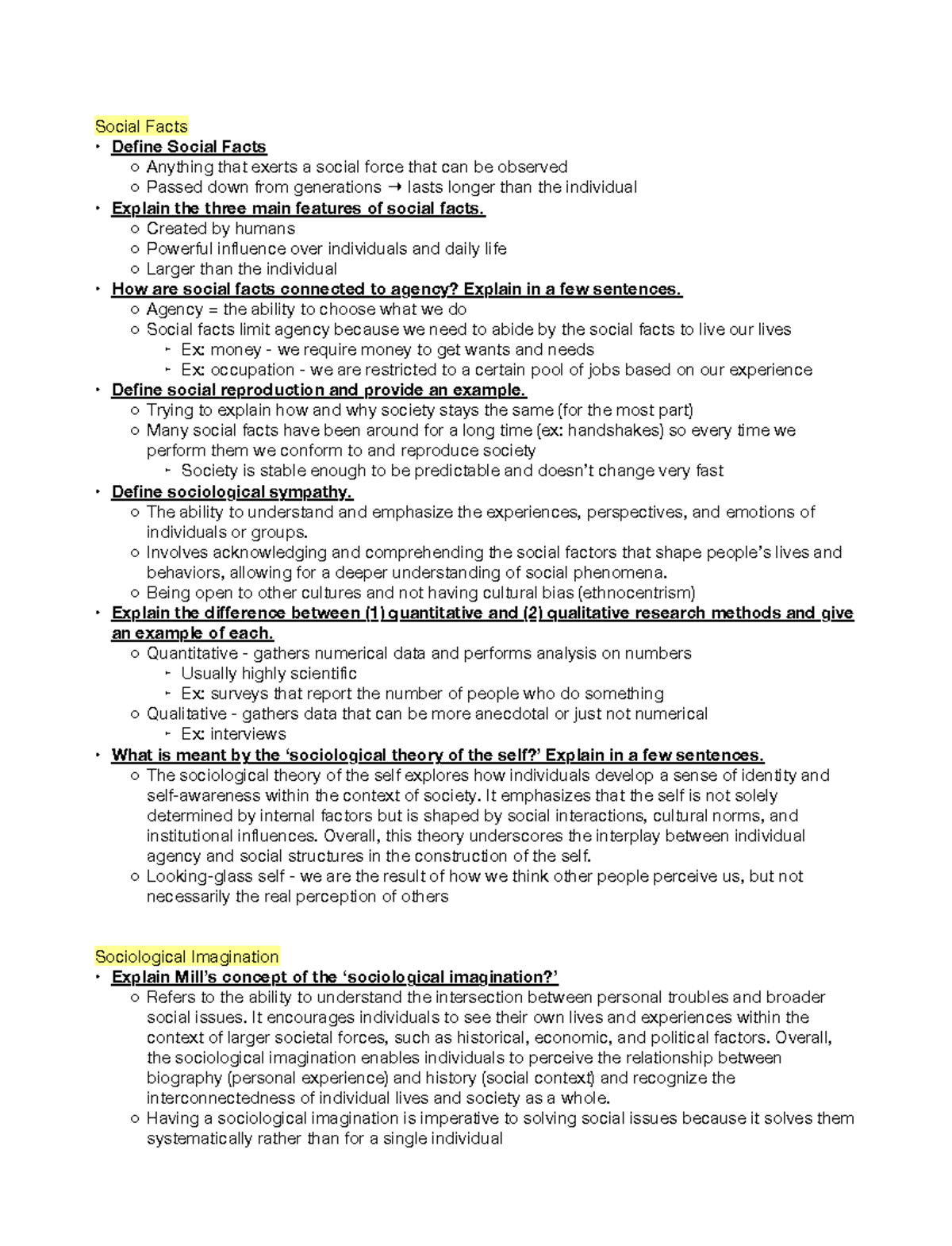 Midterm sheet - Social Facts Define Social Facts Anything that exerts a ...