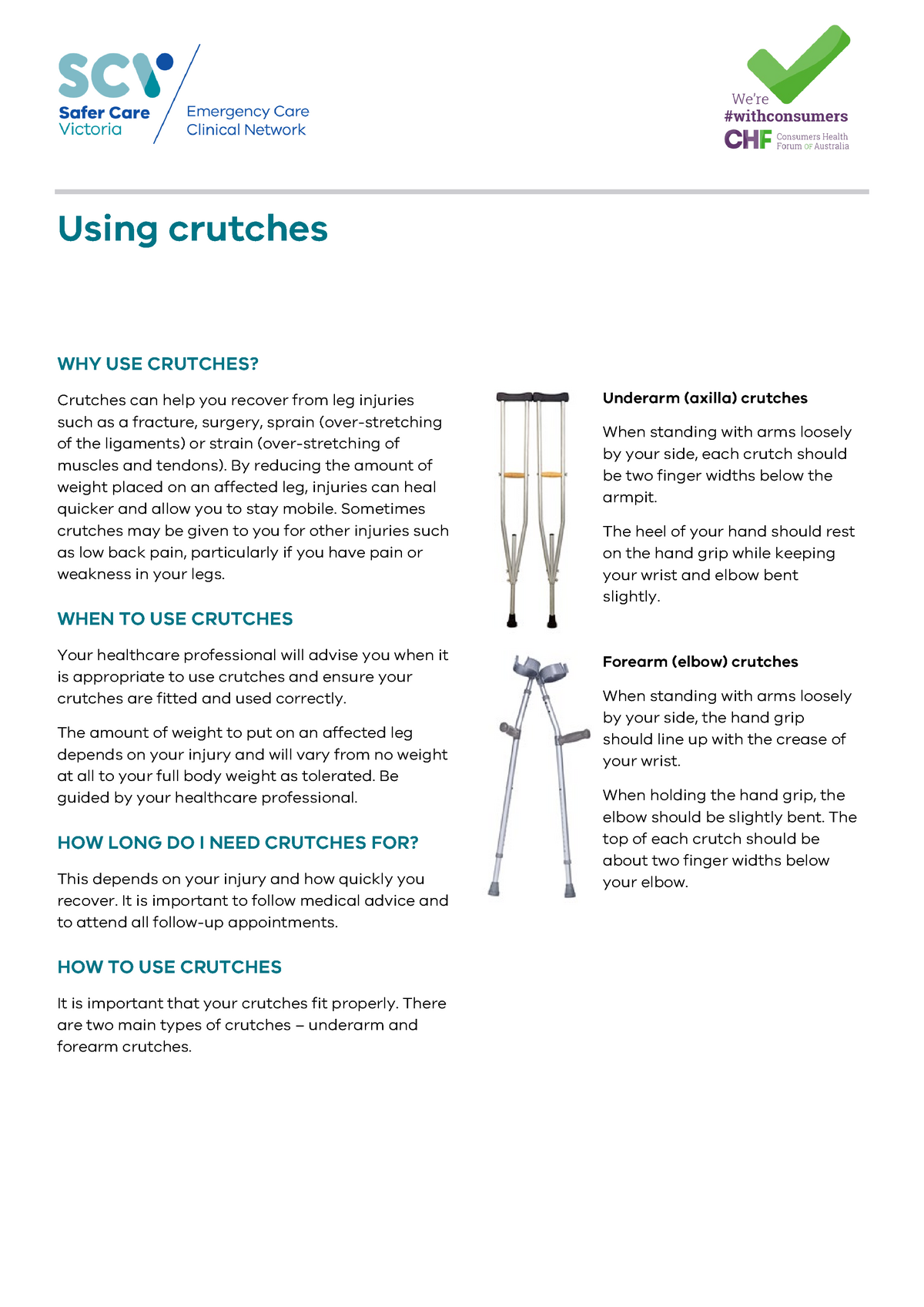 Using crutches fact sheet