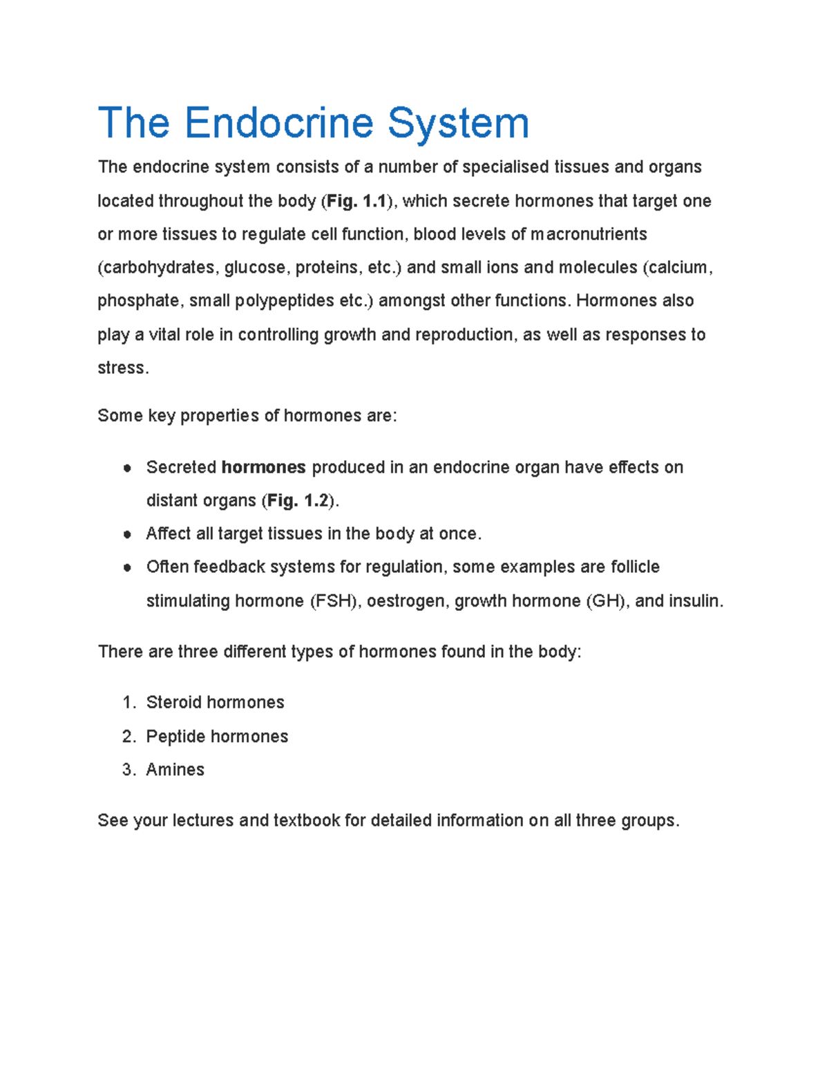 The Endocrine System - notes - The Endocrine System The endocrine ...