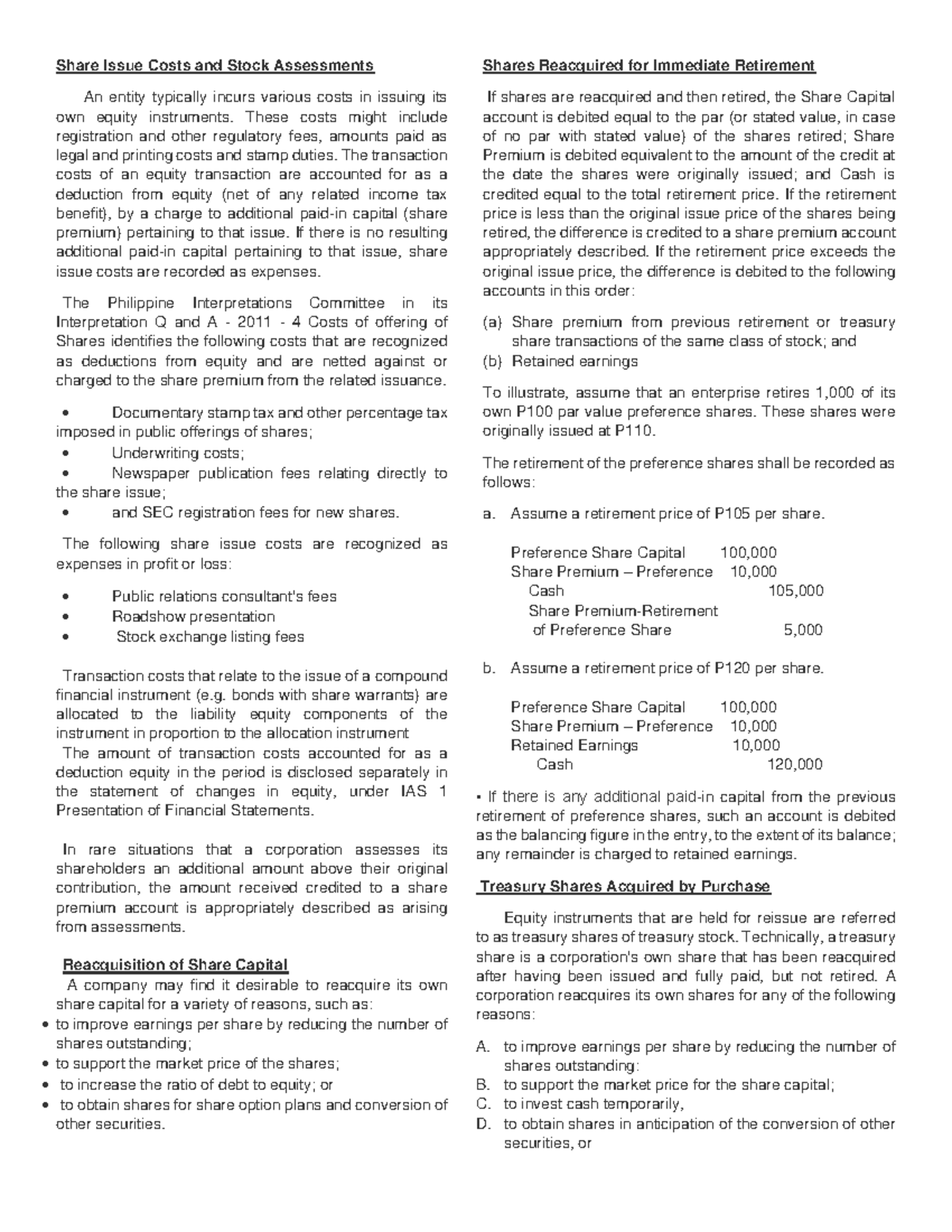 Intacc 3 Chapter 2 (Pages 72-106) - Share Issue Costs and Stock ...