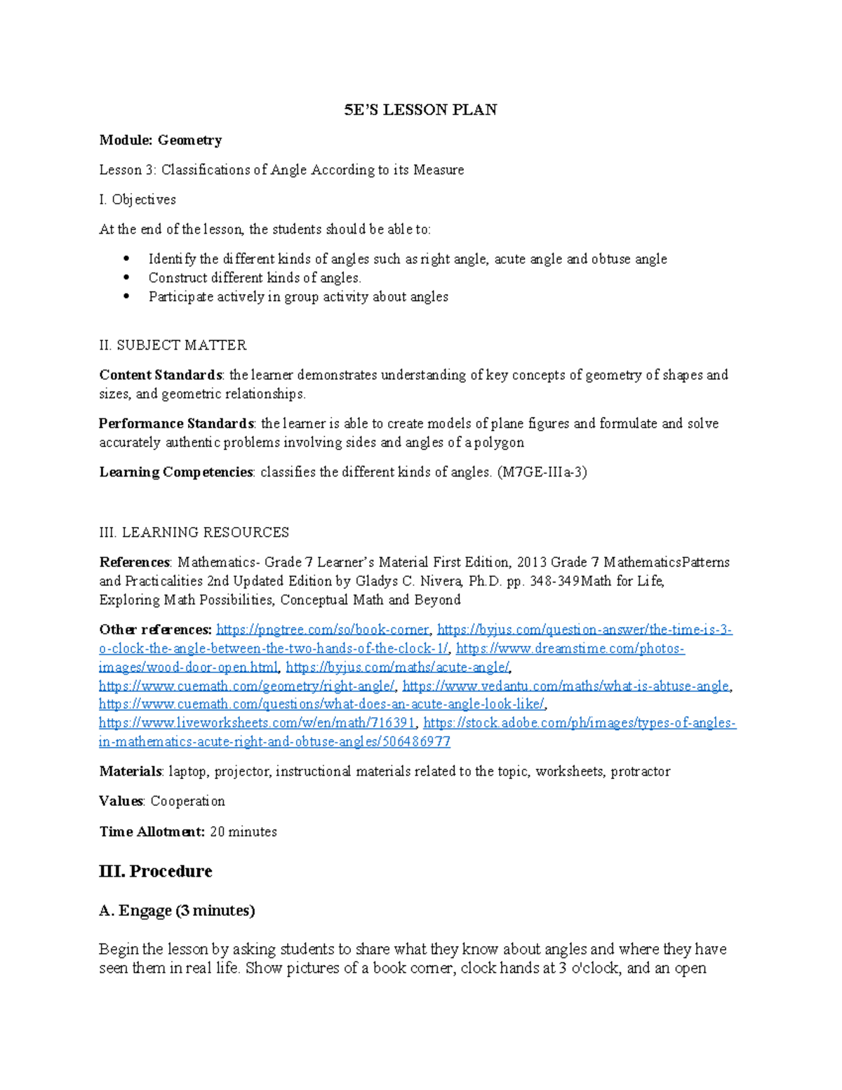 5e1 - This Is The Format Of 5e About The Classifications Of Angles 