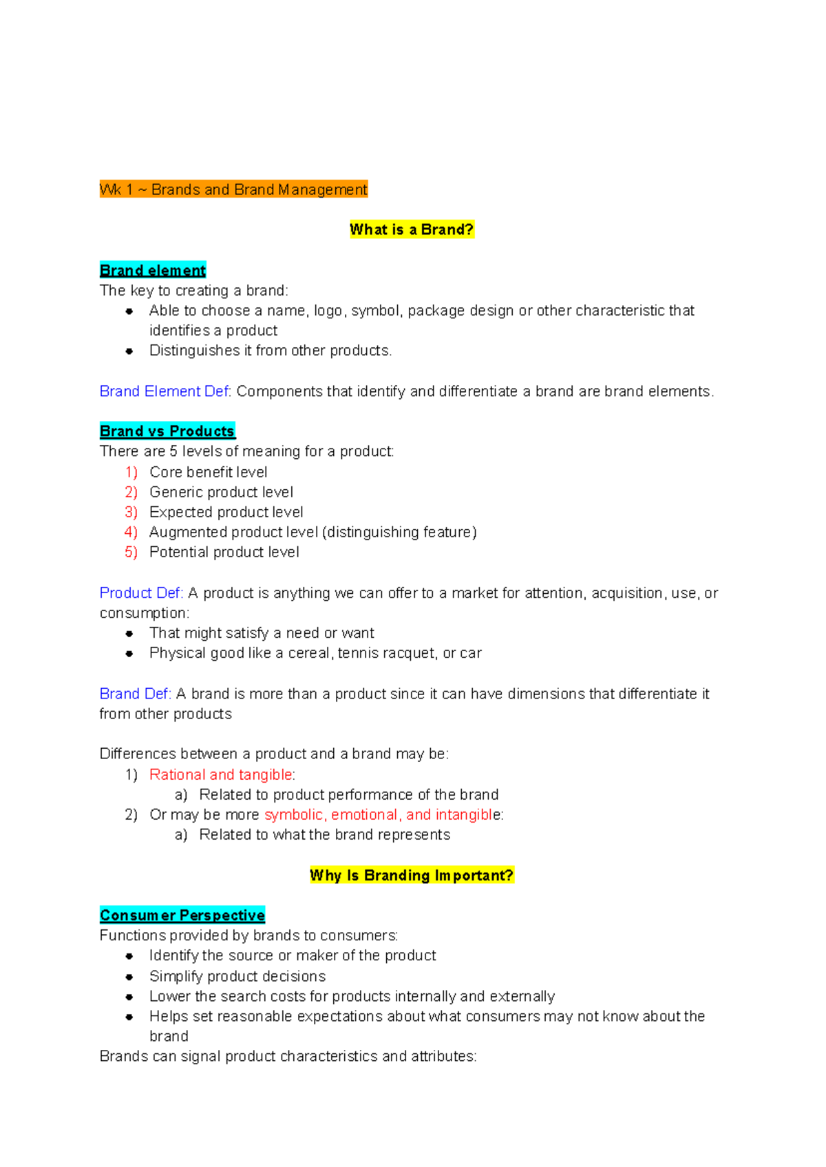 Branding Notes - Wk 1 ~ Brands and Brand Management What is a Brand ...