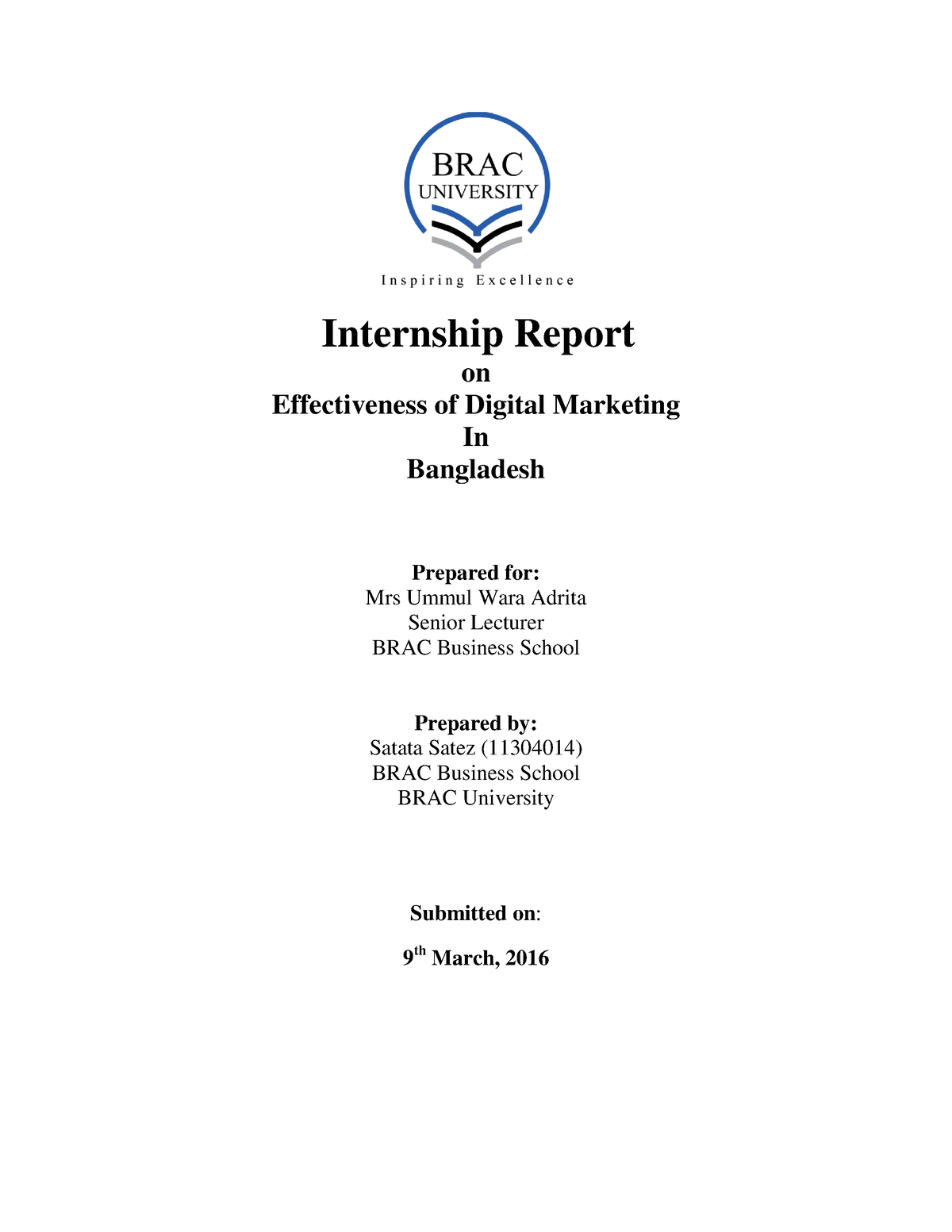 Internship Report Effectiveness of Digital Marketing Internship