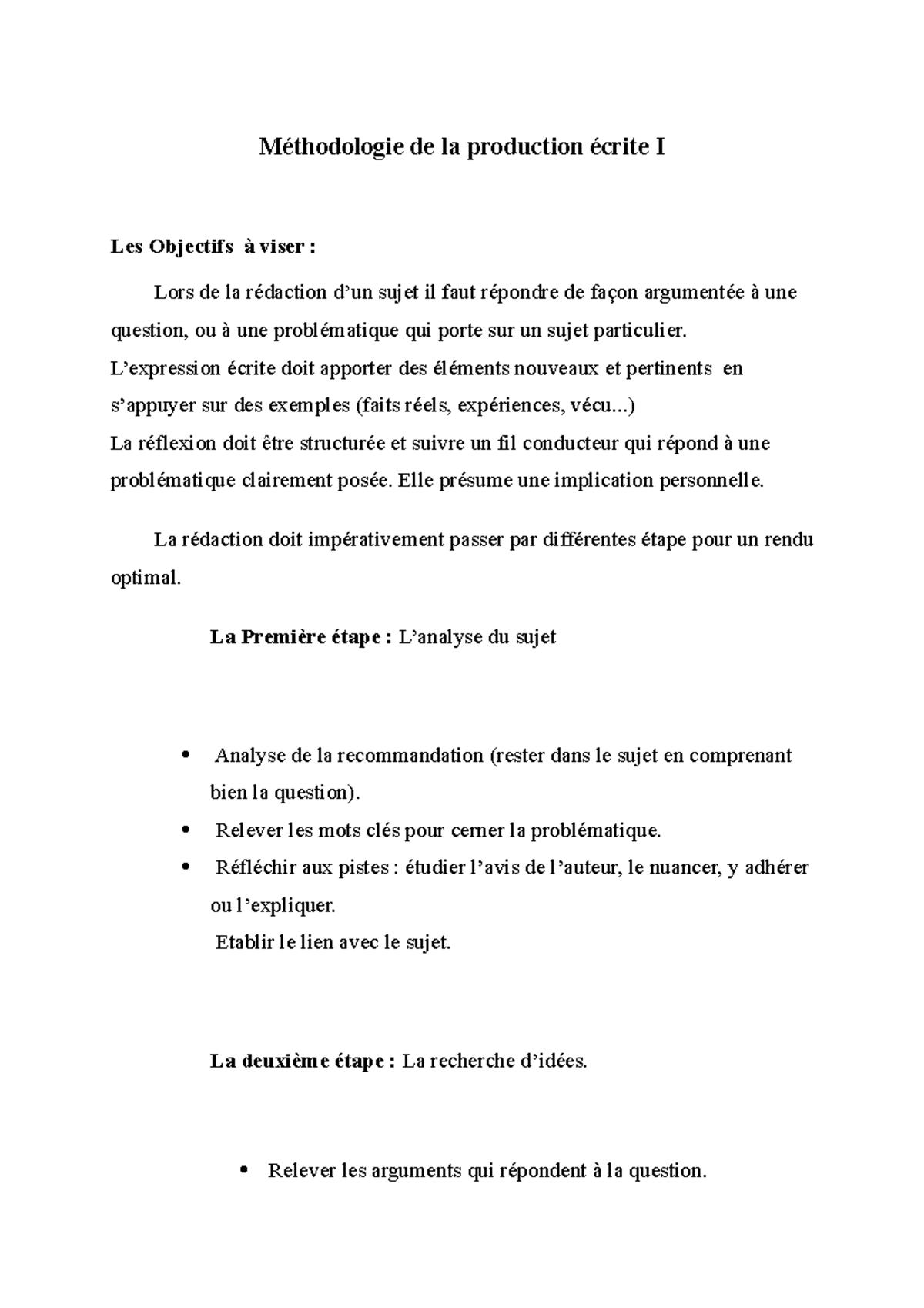 Méthodologie de lexpression écrite - Méthodologie de la production ...