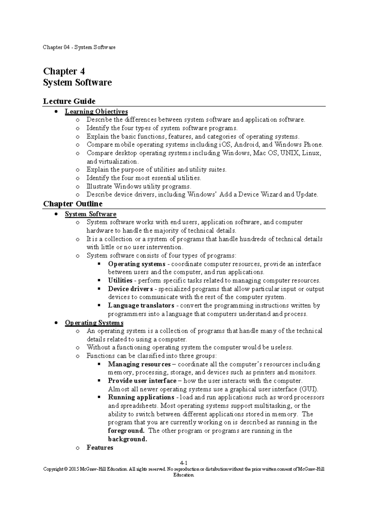 242013 108 vbb Chapter 4 System Software - 4- Copyright © 2015 McGraw ...