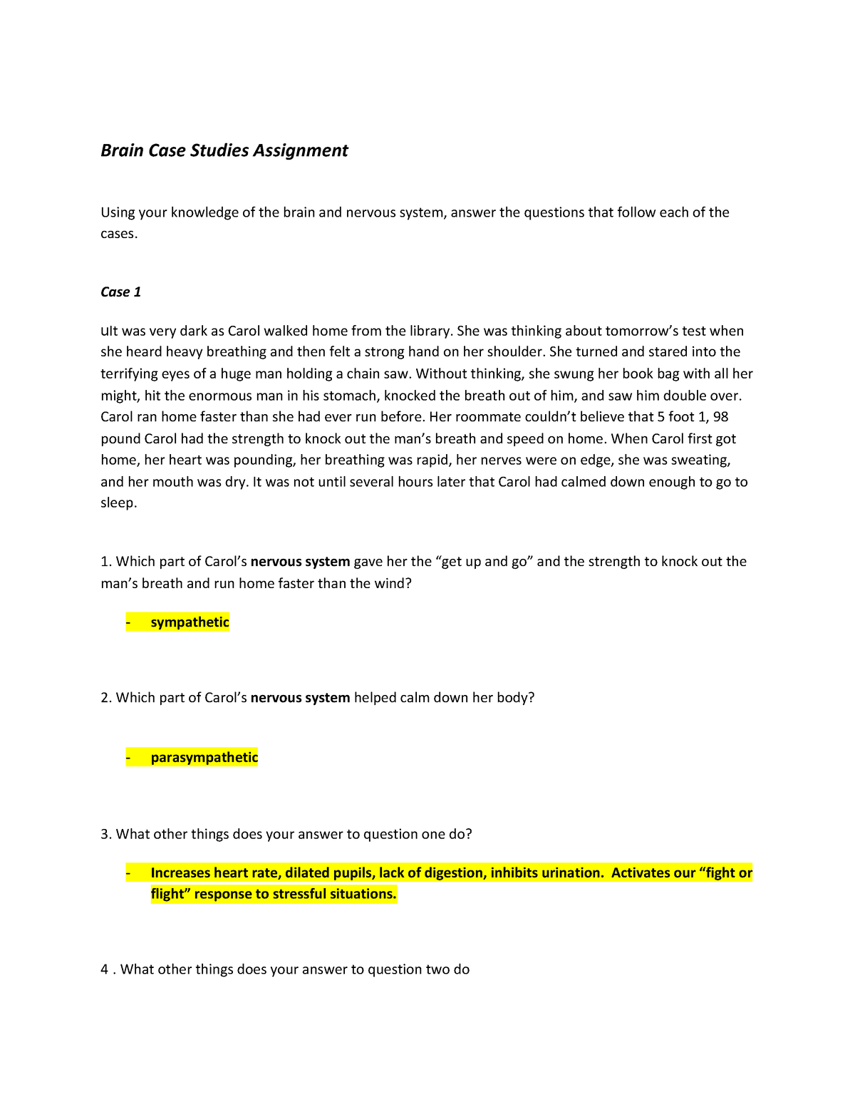 brain case studies assignment answers