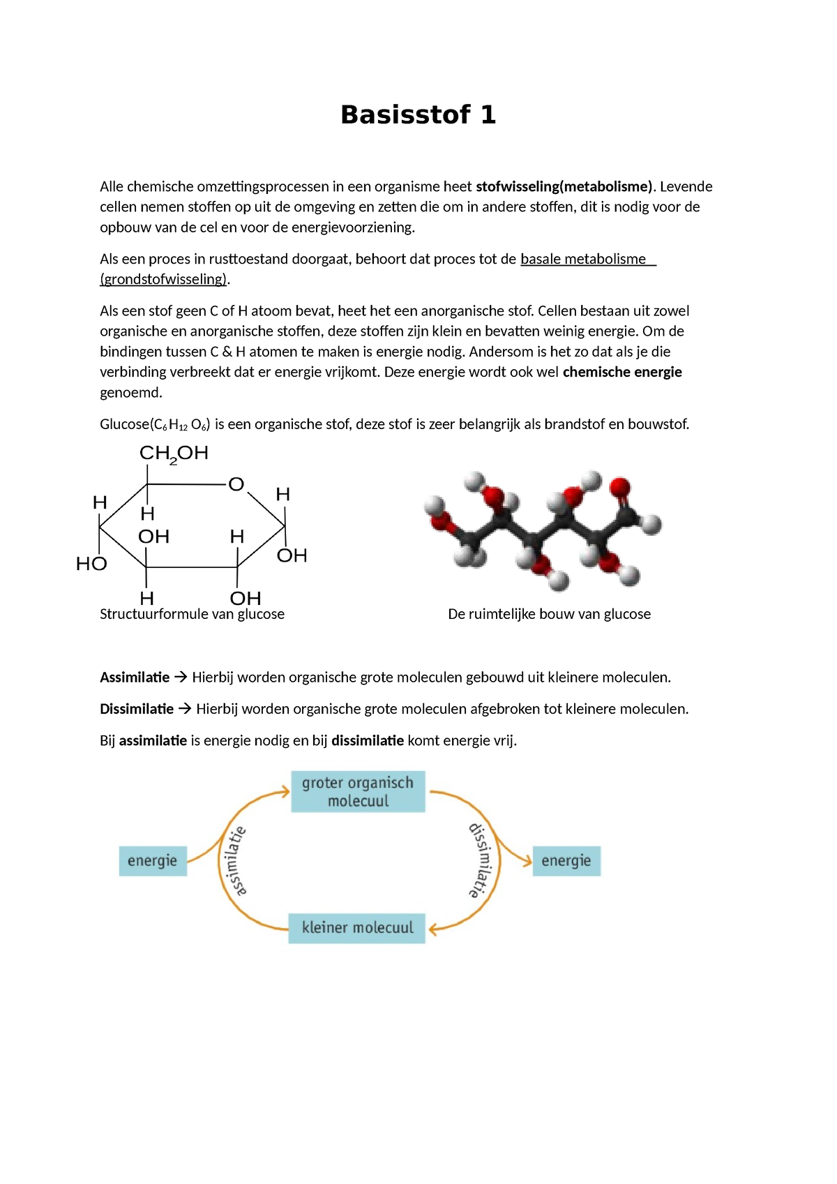 Samenvatting Hoofdstuk 3 Stofwisseling In De Cel - Basisstof 1 Alle ...