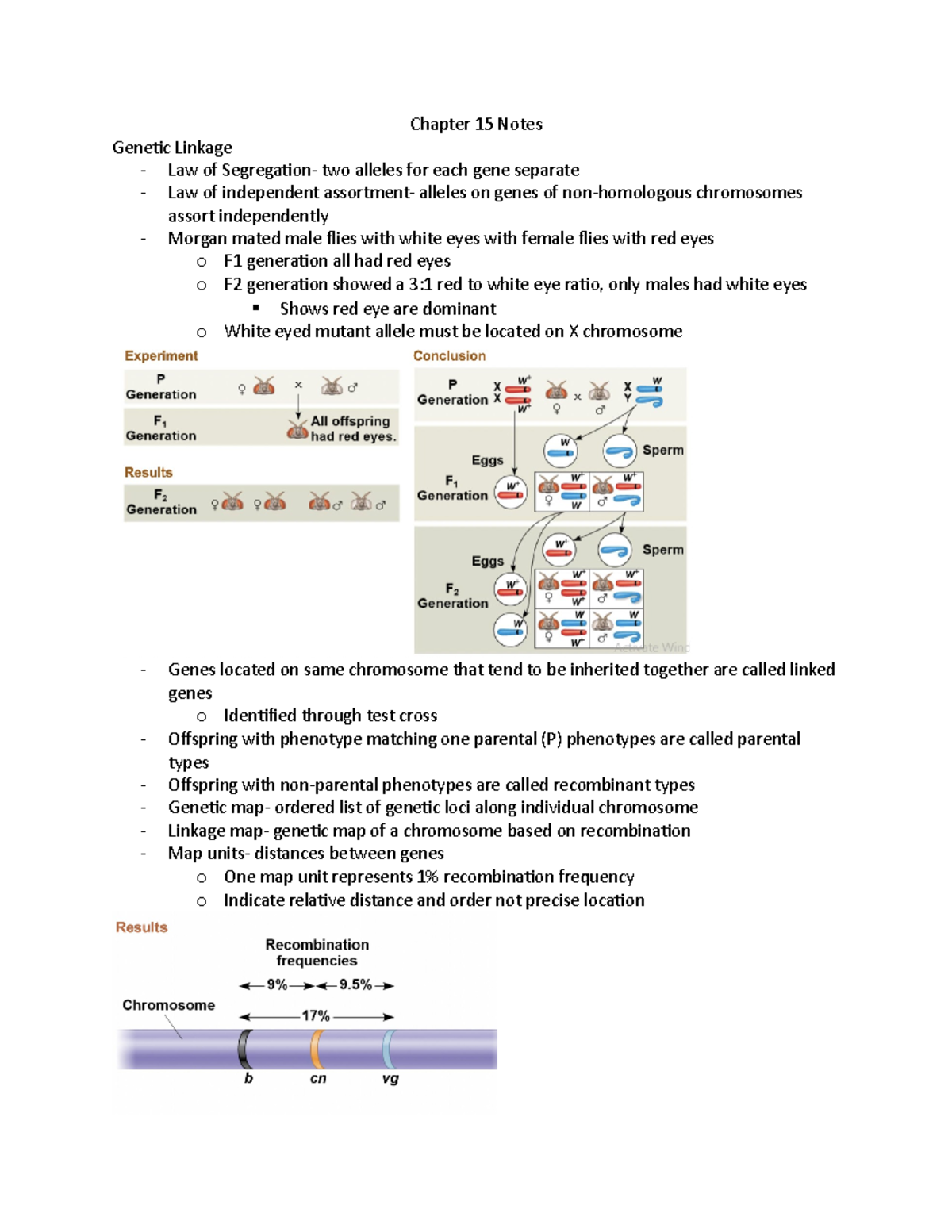 Genetics and DNA Replication - Chapter 15 Notes Genetic Linkage Law of ...