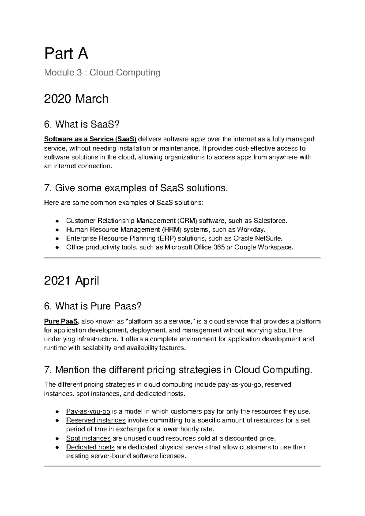 Cloud mod 3 - Bca notes - Part A Module 3 : Cloud Computing 2020 March ...