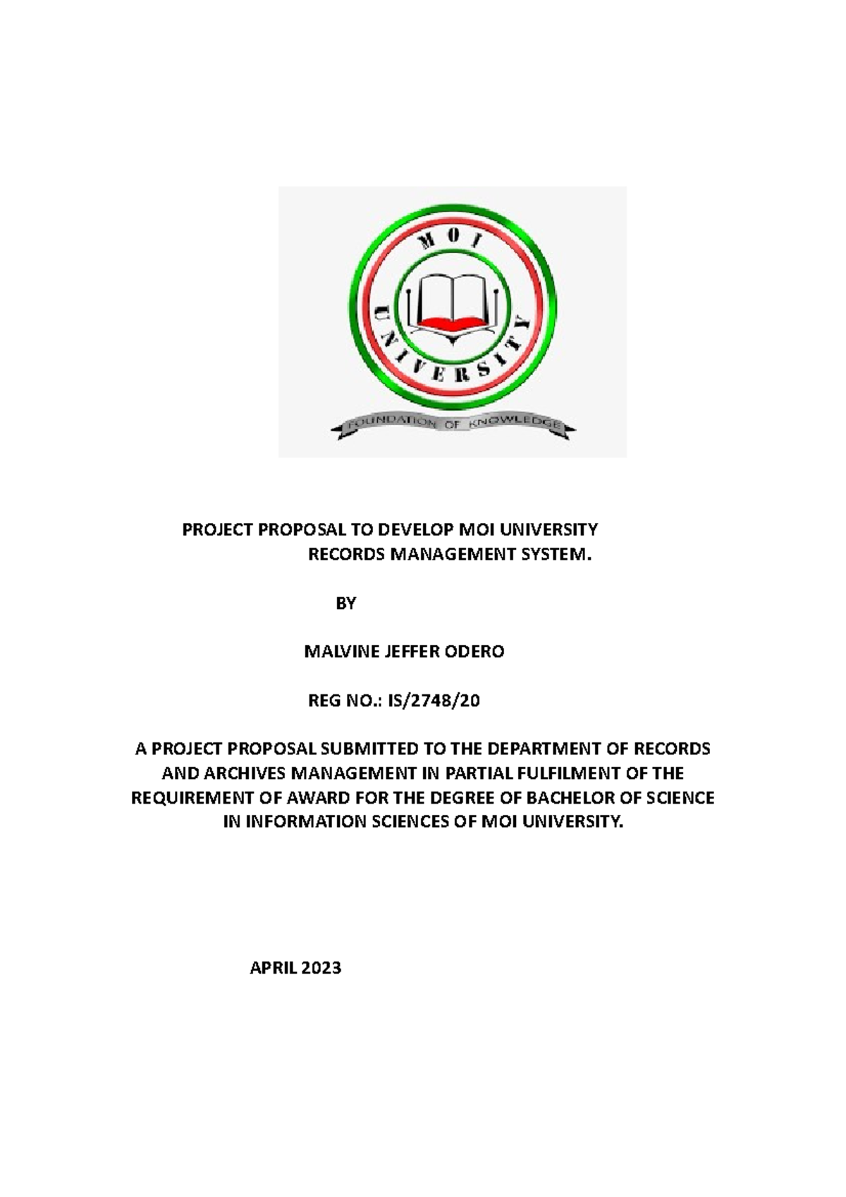 moi university research proposal format