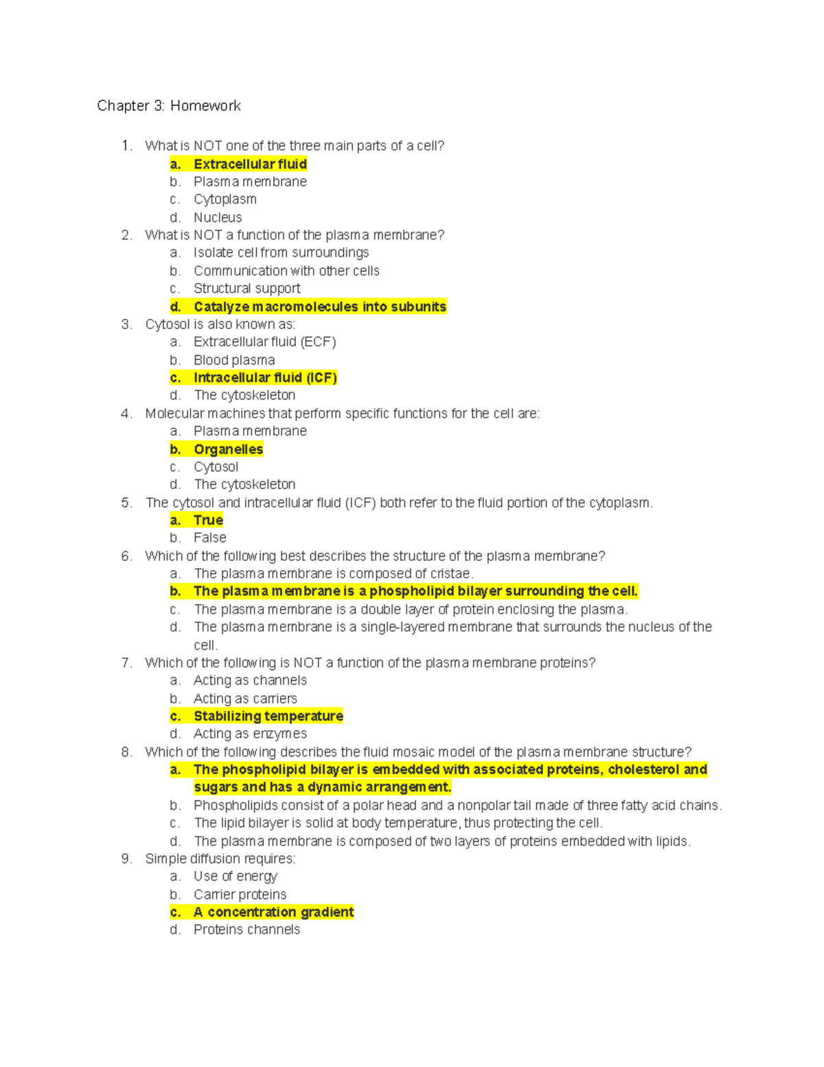 biology chapter 3 homework