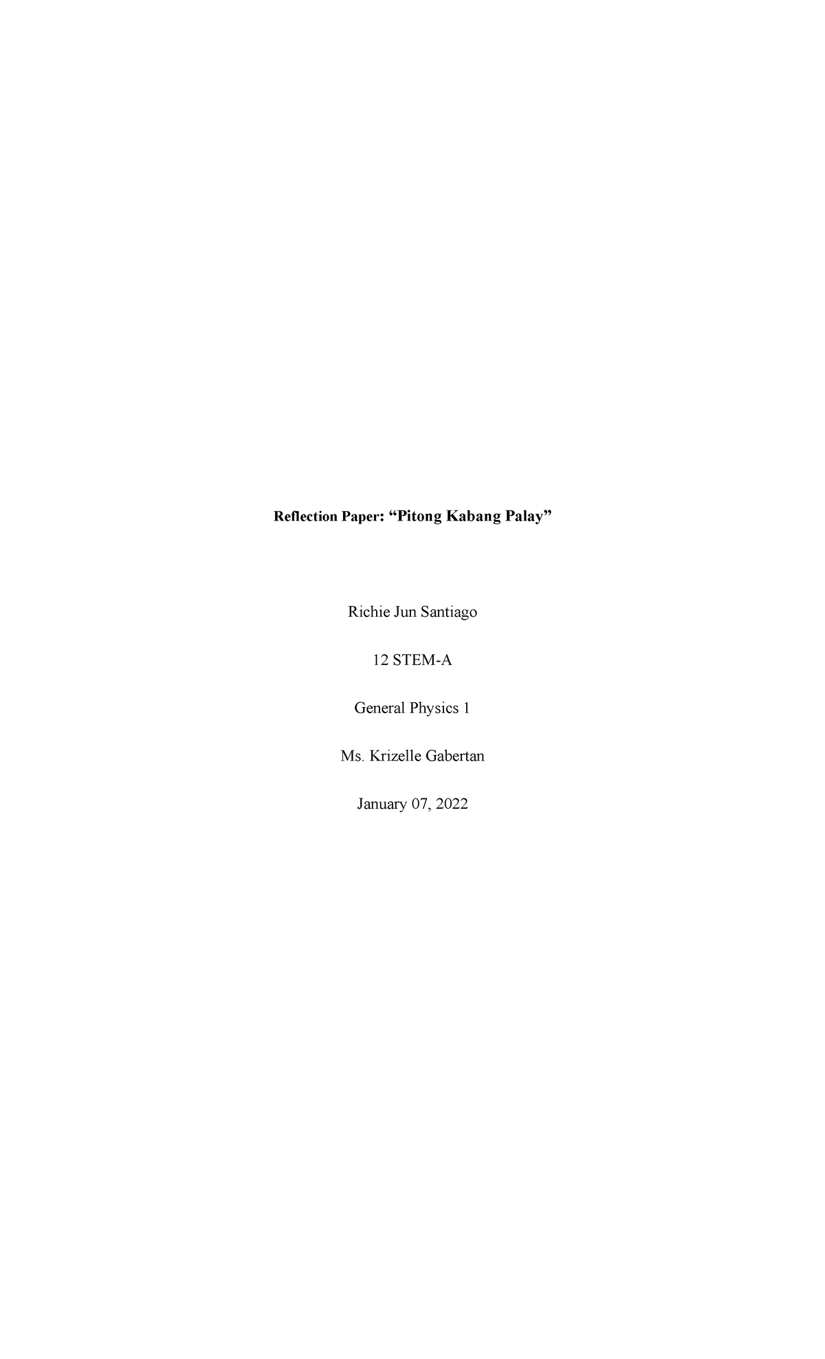 Pitong Kabang Palay - Reflection Paper: “Pitong Kabang Palay” Richie ...