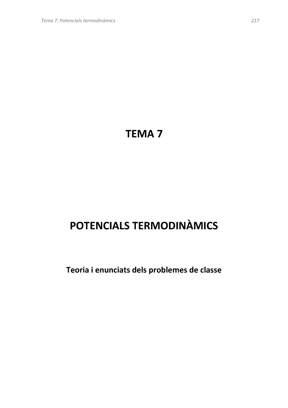 Tema7termodinamica - Reret - TEMA 7 POTENCIALS TERMODIN¿MICS Teoria I ...