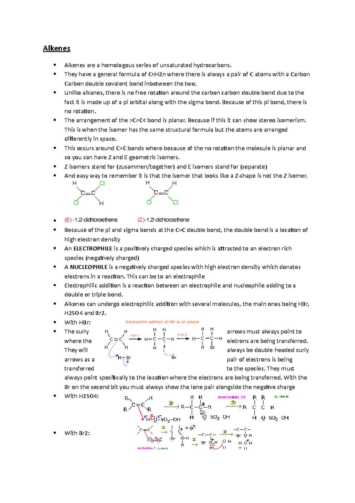 Organic chem alkenes - Alkenes Alkenes are a homologous series of ...