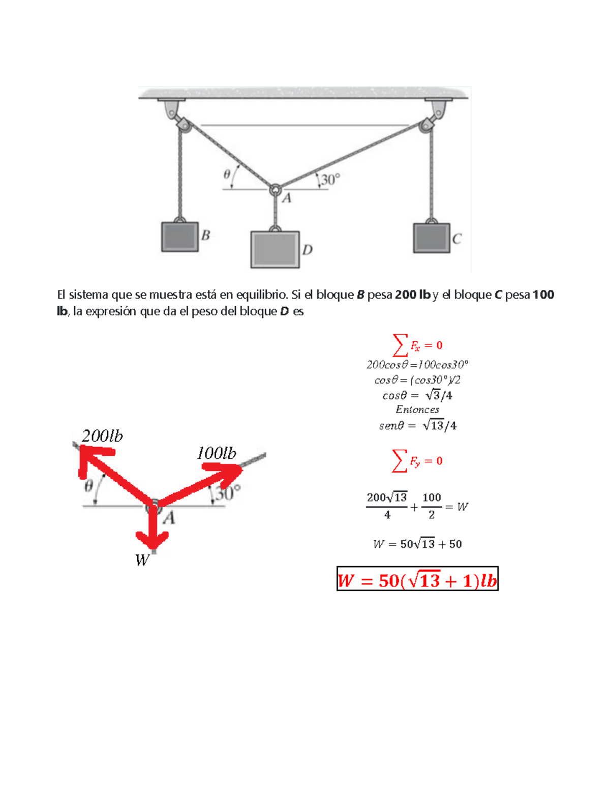 Solucion Quiz 1 Estatica - El Sistema Que Se Muestra Está En Equilibrio ...