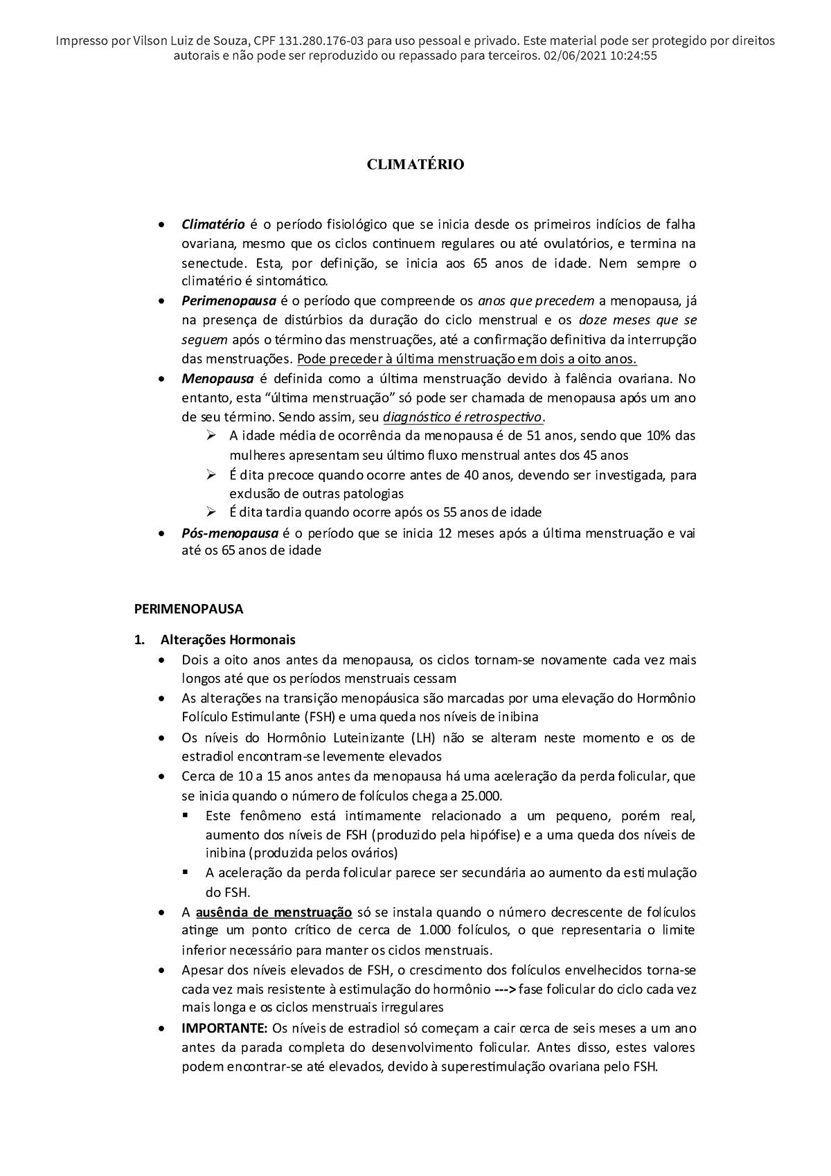 Climatério Passei Direto Autorais E Não Pode Ser Reproduzido Ou Repassado Para Terceiros 9163