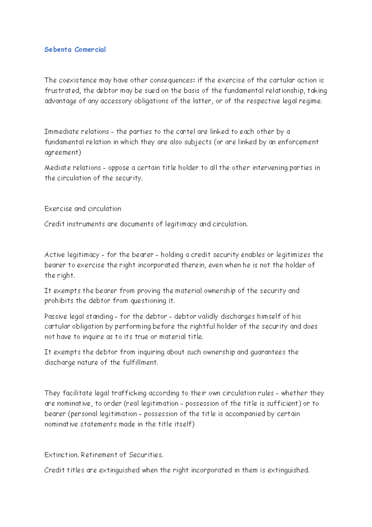 Sebenta Comercial I 5 Summaries commercial law University of Memphis