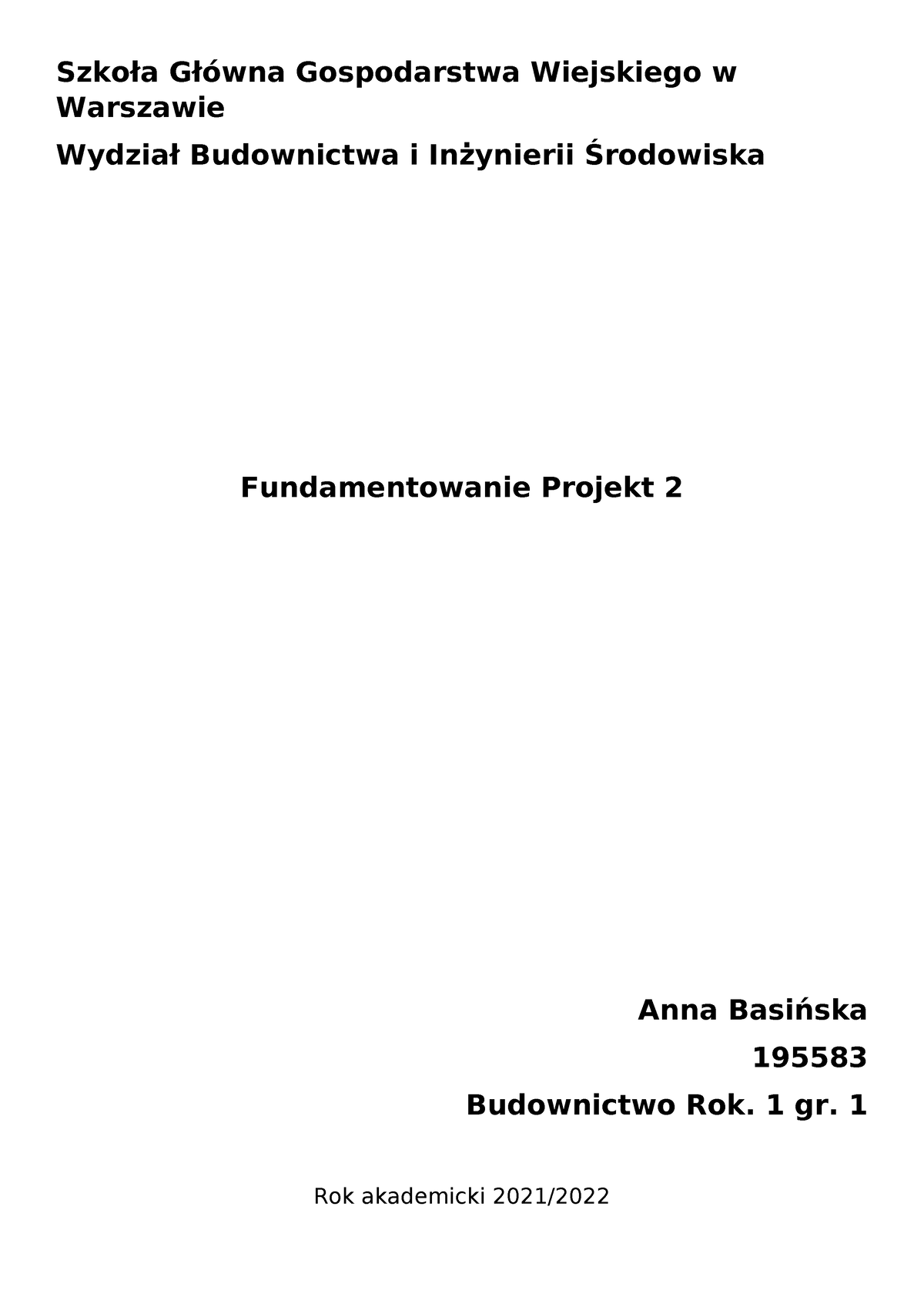 Fundamenty Projekt-2 - Szkoła Główna Gospodarstwa Wiejskiego W ...