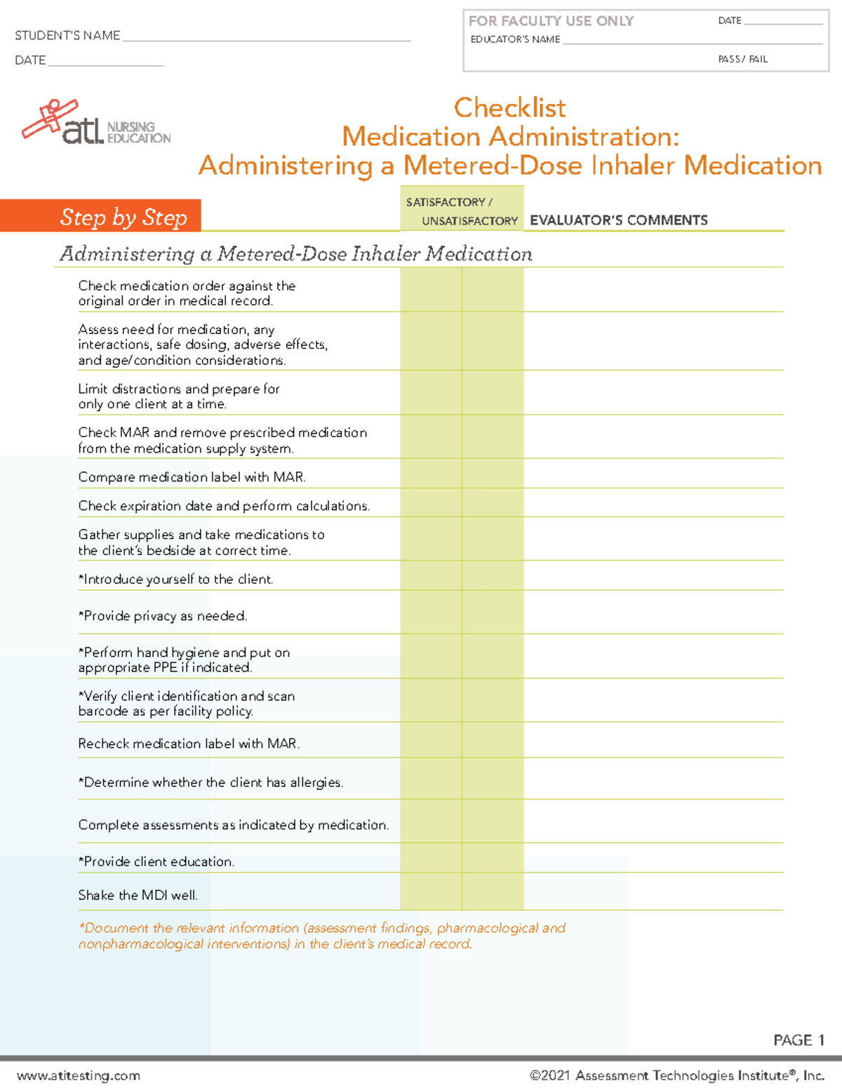 Ati Medication Administration Administering Metered-Dose Inhaler (MDI ...