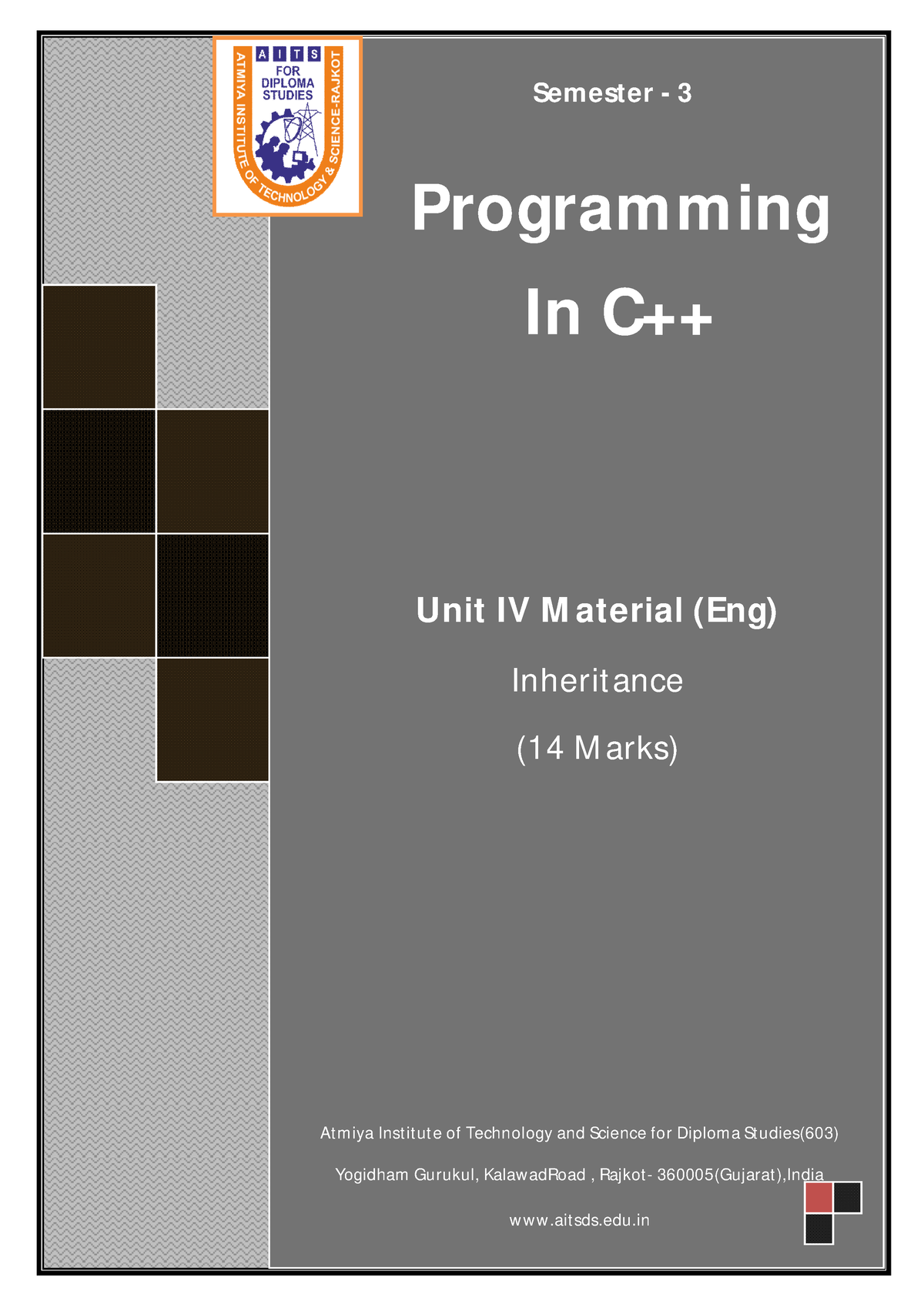 CPP Unit-4 - Semester - 3 Programming In C++ Unit IV M Aterial (Eng ...