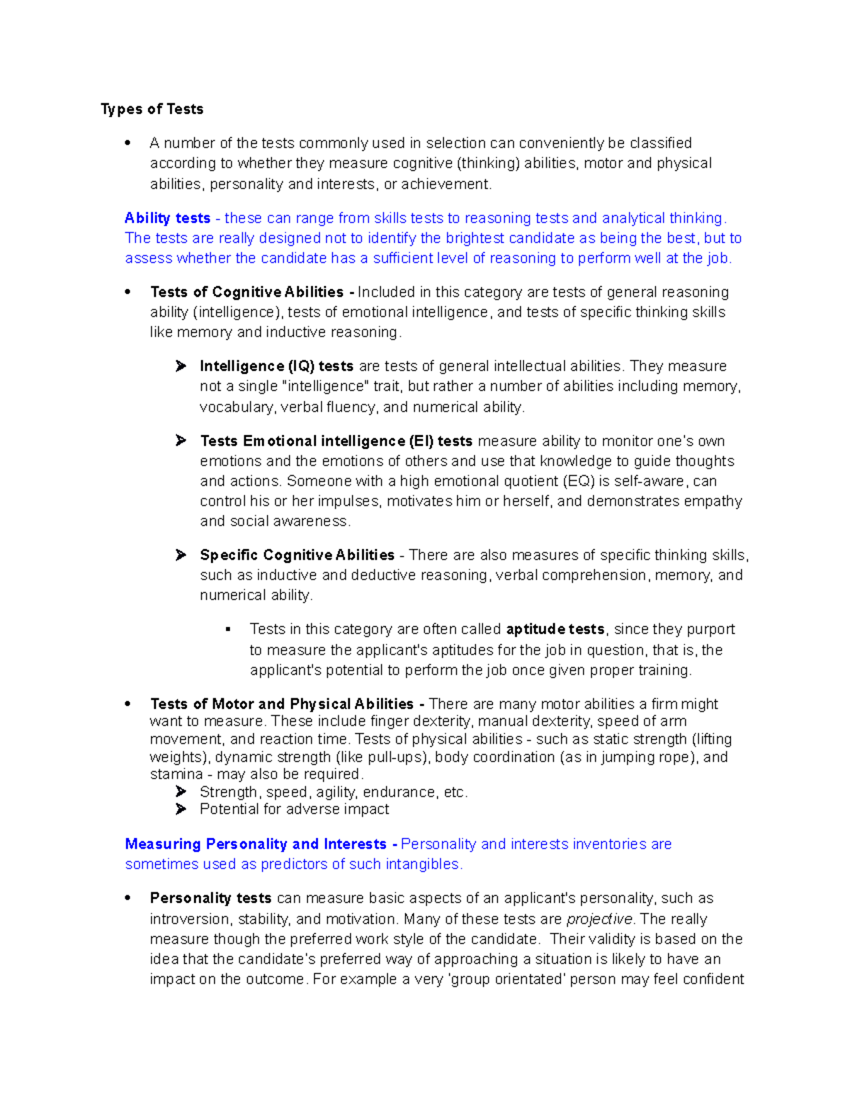 D9 - doc - Types of Tests A number of the tests commonly used in ...