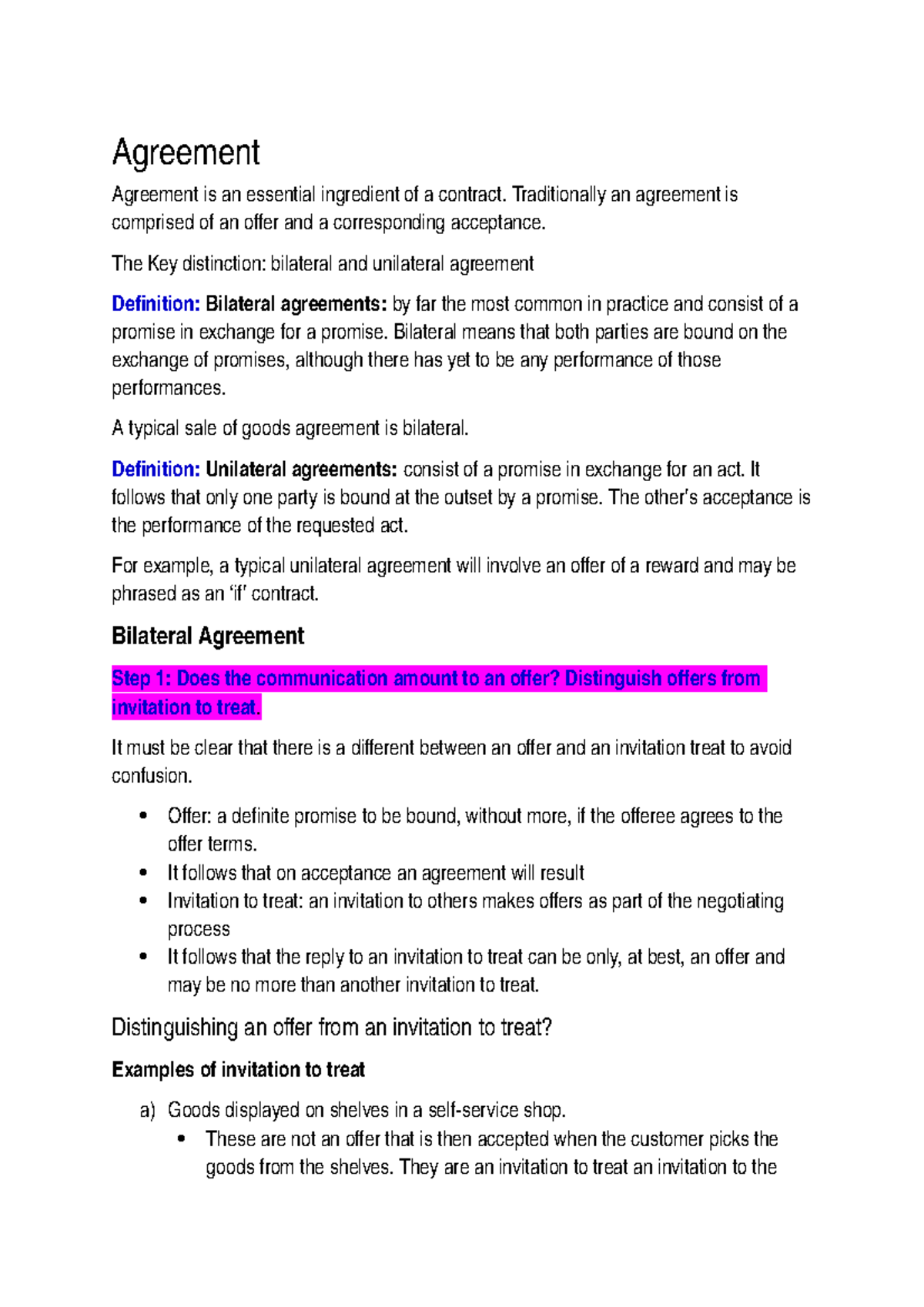 Agreement - Agreement Agreement is an essential ingredient of a ...