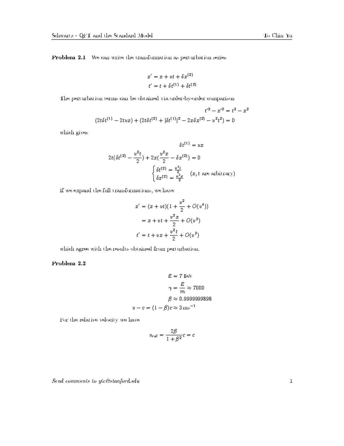 Solution Schwartz Qft Part 1 Problem 2 We Can Write The