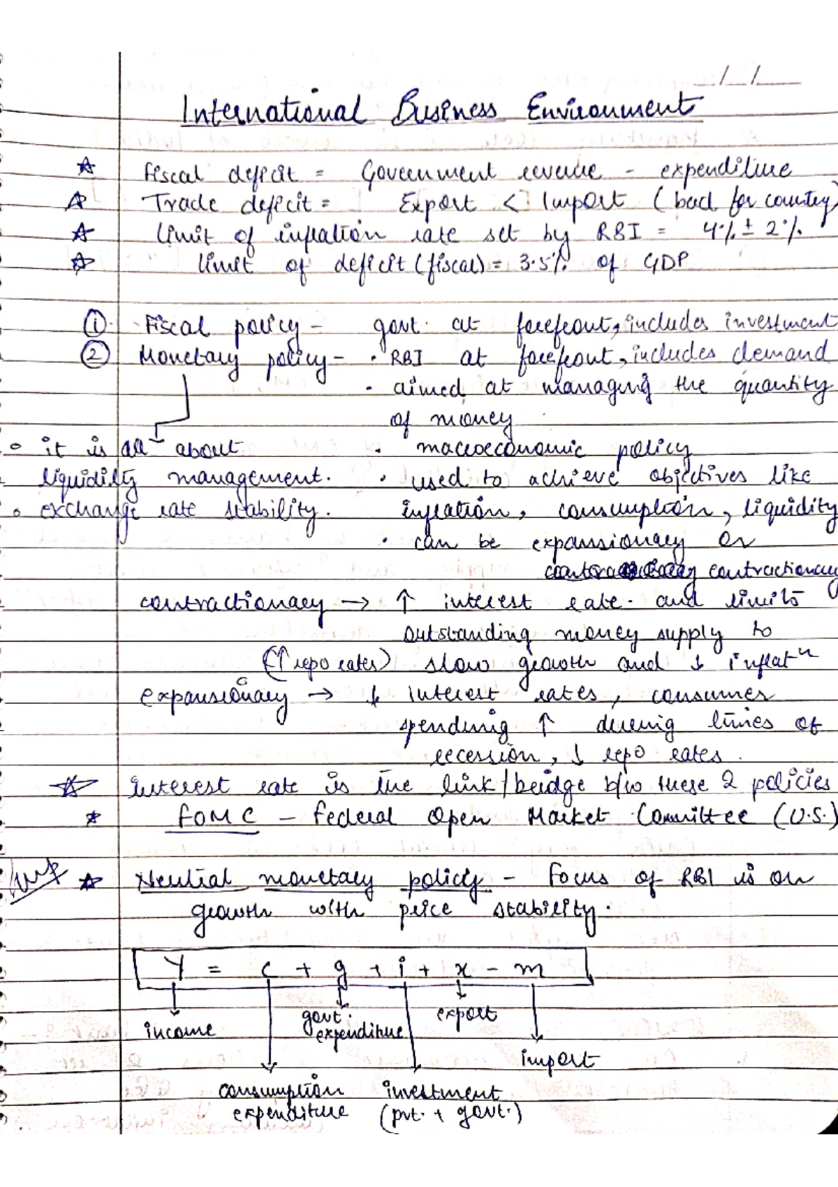 IBE notes - International Business Environment Fiscal Government ...
