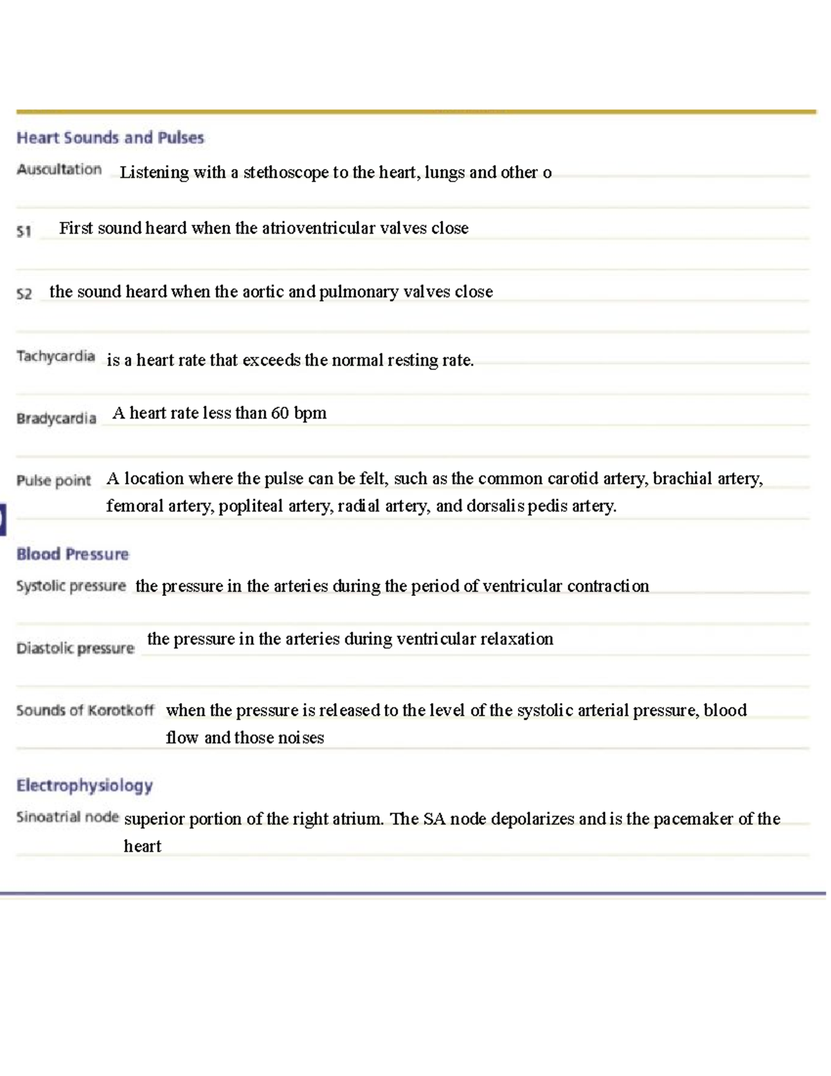 cardiovascular system pathological vocabulary assignment