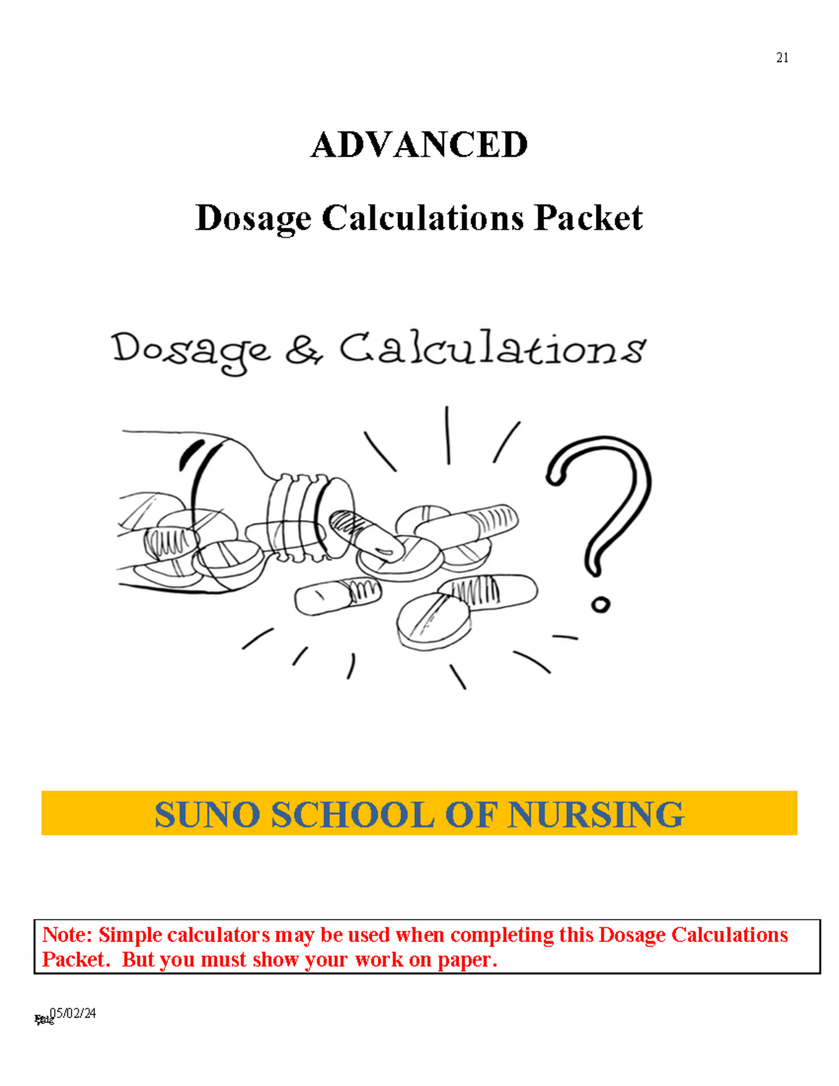 Summer.Dosage.Calculations.Adv 05 - Fg‘;fdg‘; 05/02/ ADVANCED Dosage ...