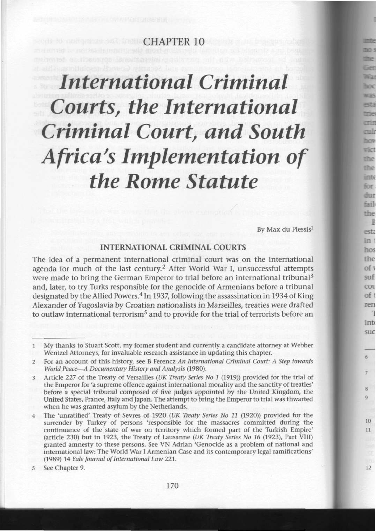 Chapter 10 lcp4801 textbook - CHAPTER 10 International Criminal Courts ...