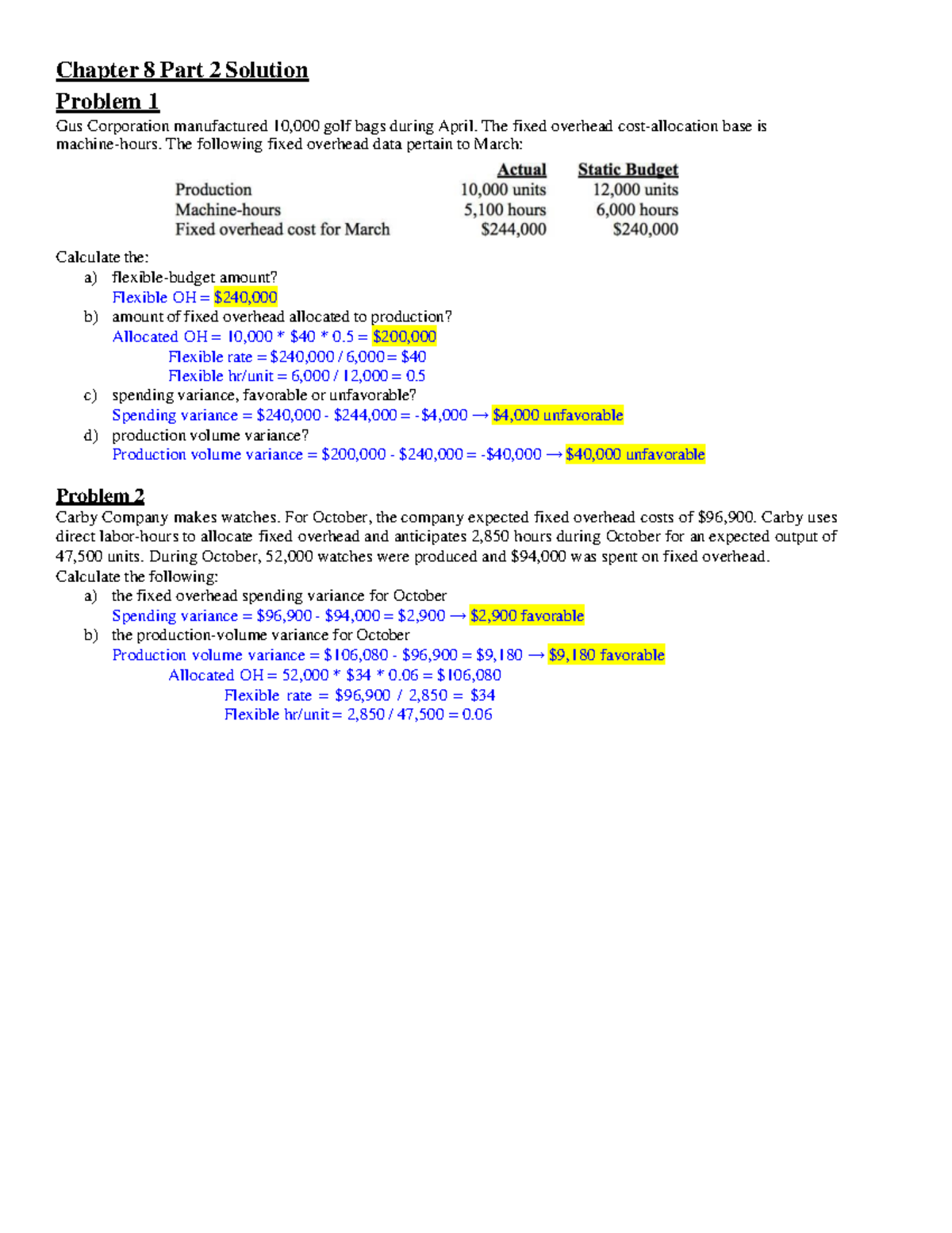 Ch8 Pt2 Solutions - Chapter 8 Part 2 Solution Problem 1 Gus Corporation ...