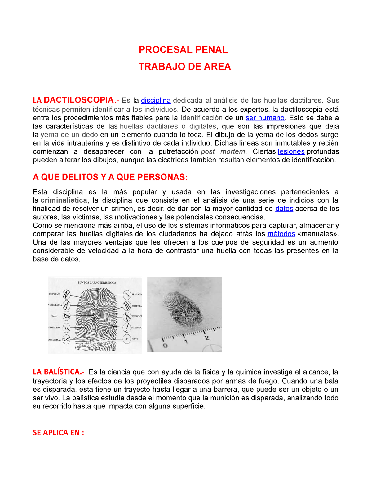 Peritajes Forenses - Mmmmmmmm - PROCESAL PENAL TRABAJO DE AREA LA ...