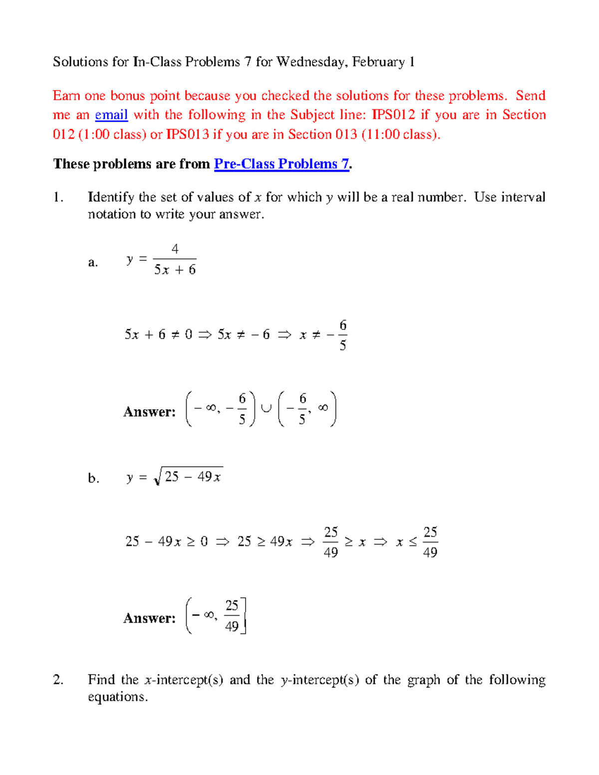 Problems 7MWFSol - Solutions for In-Class Problems 7 for Wednesday ...