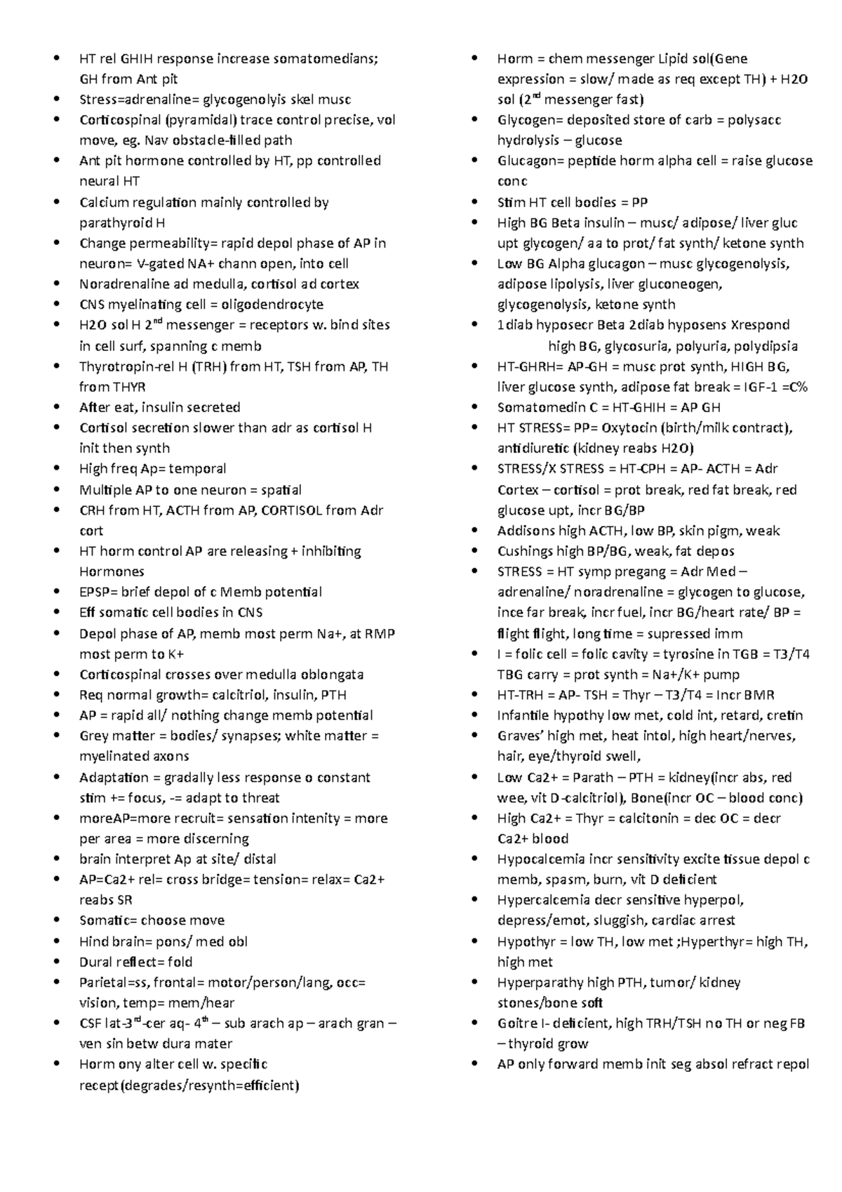 Sample/practice questions - HT rel GHIH response increase somatomedians ...