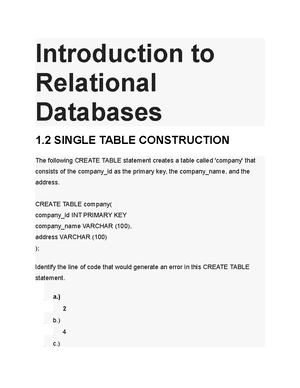 Relational Databases Challenge 2.4 - Introduction To Relational ...